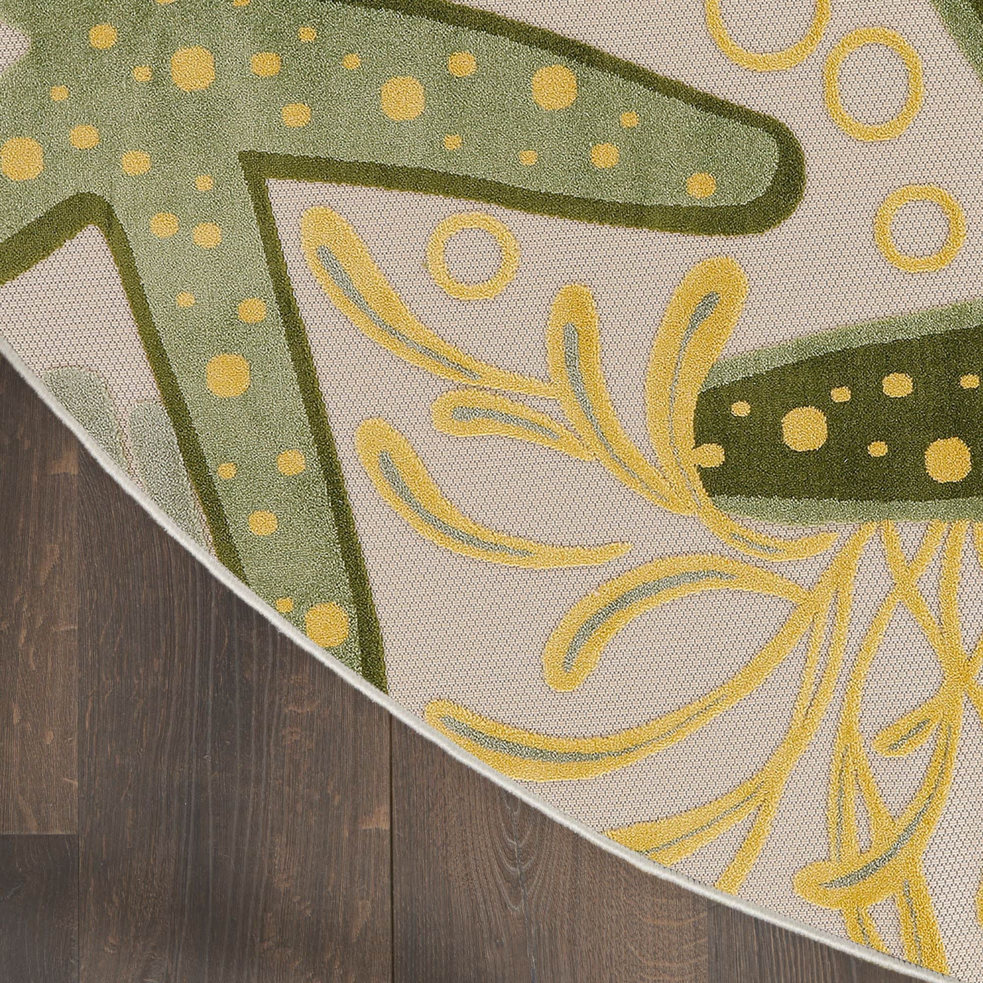 Green Yellow Coastal Indoor Outdoor Polypropylene Area Rug