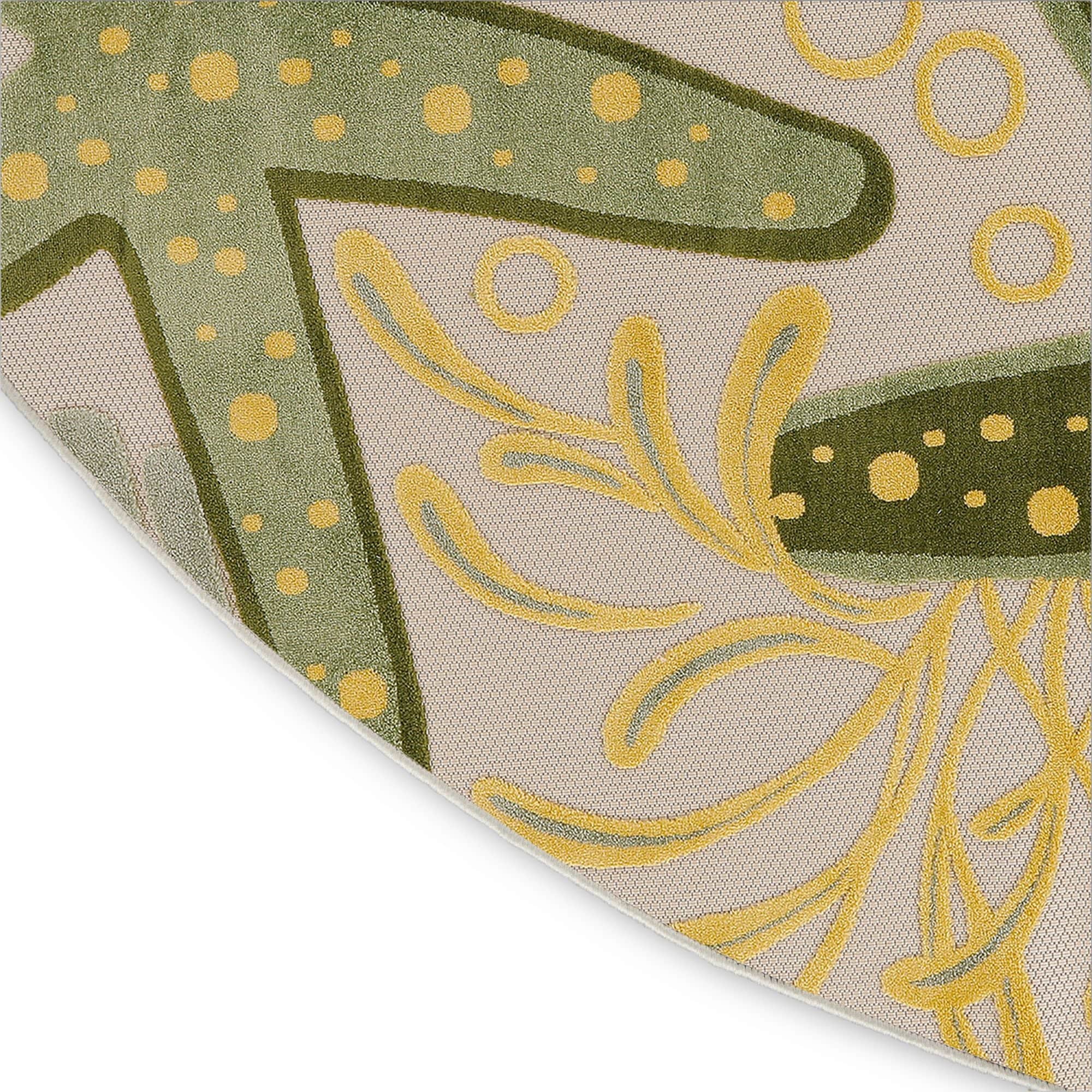 Green Yellow Coastal Indoor Outdoor Polypropylene Area Rug