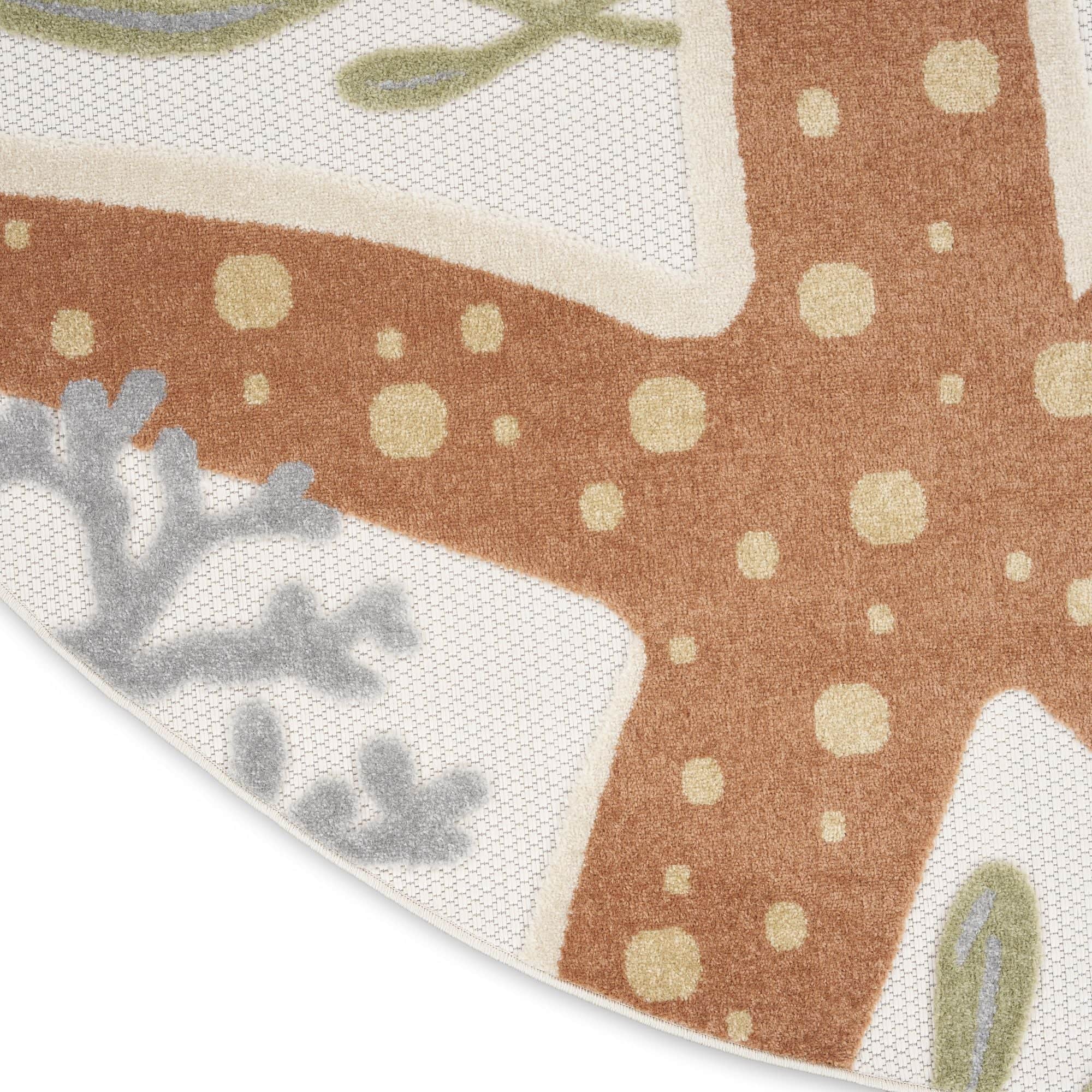 Ivory Multicolor Coastal Indoor Outdoor Polypropylene Area Rug