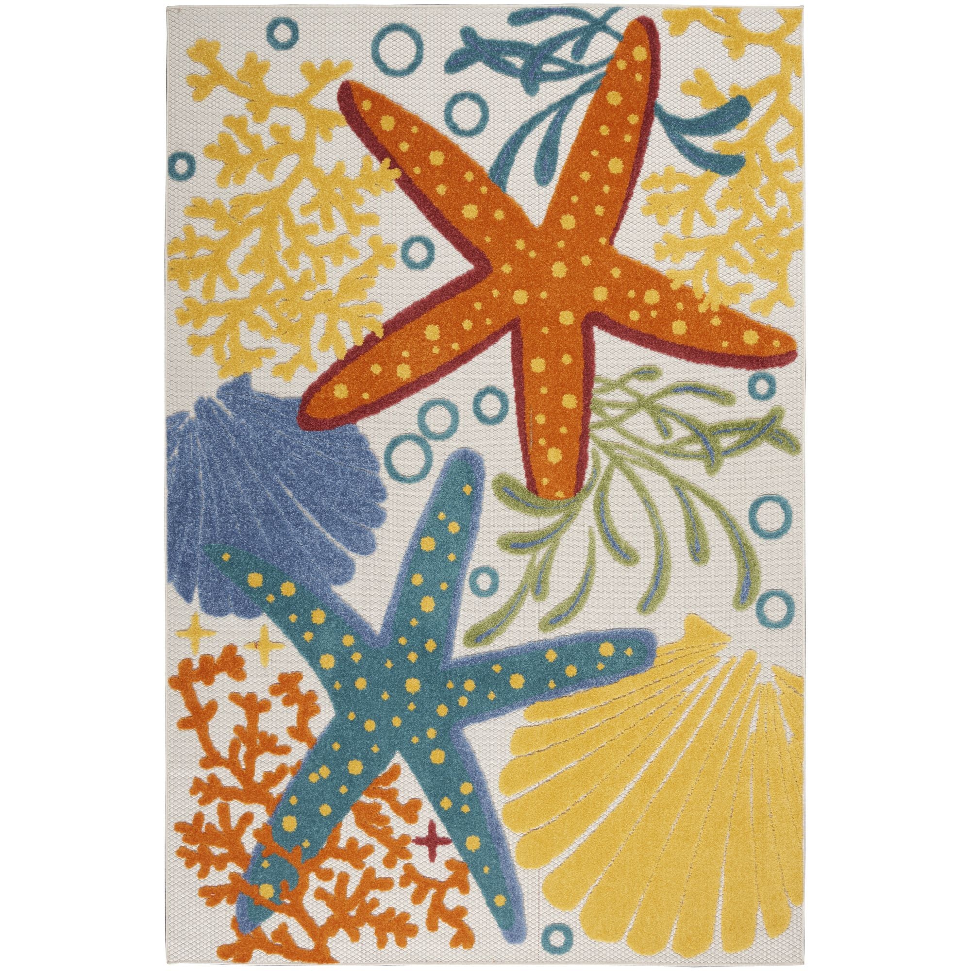 Multicolor Coastal Indoor Outdoor Polypropylene Area Rug