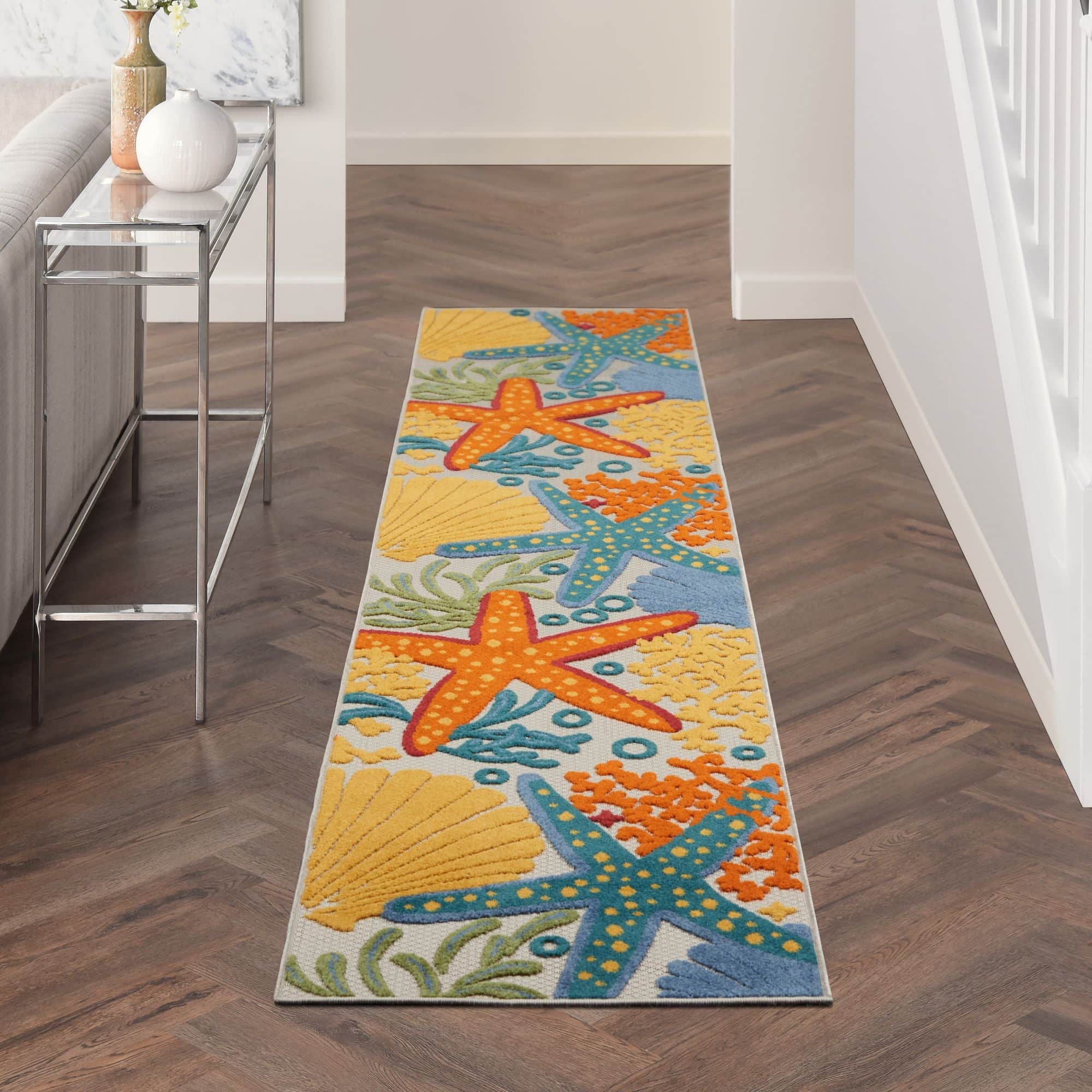 Multicolor Coastal Indoor Outdoor Polypropylene Area Rug