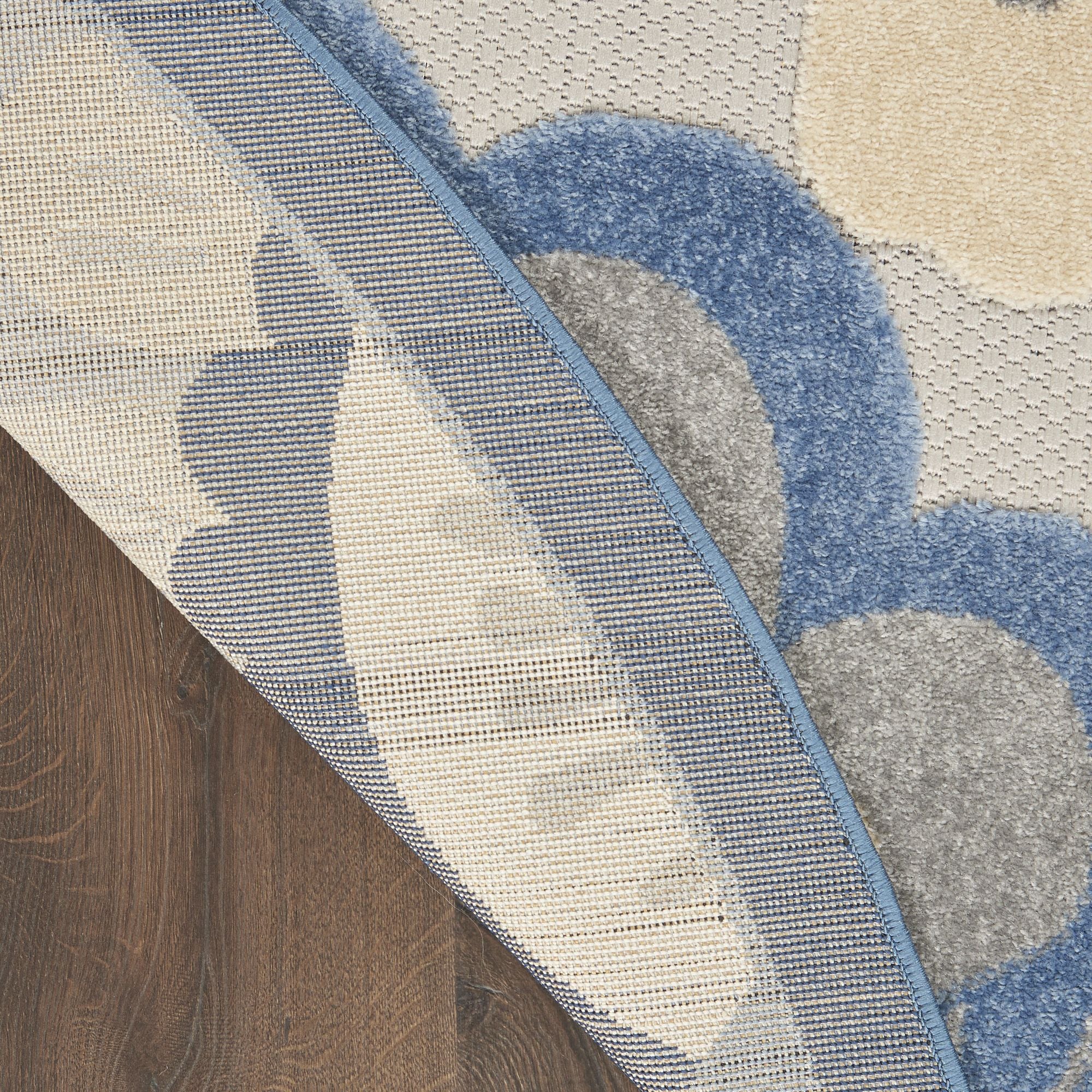 Blue Grey Contemporary Indoor Outdoor Floral Area Rug