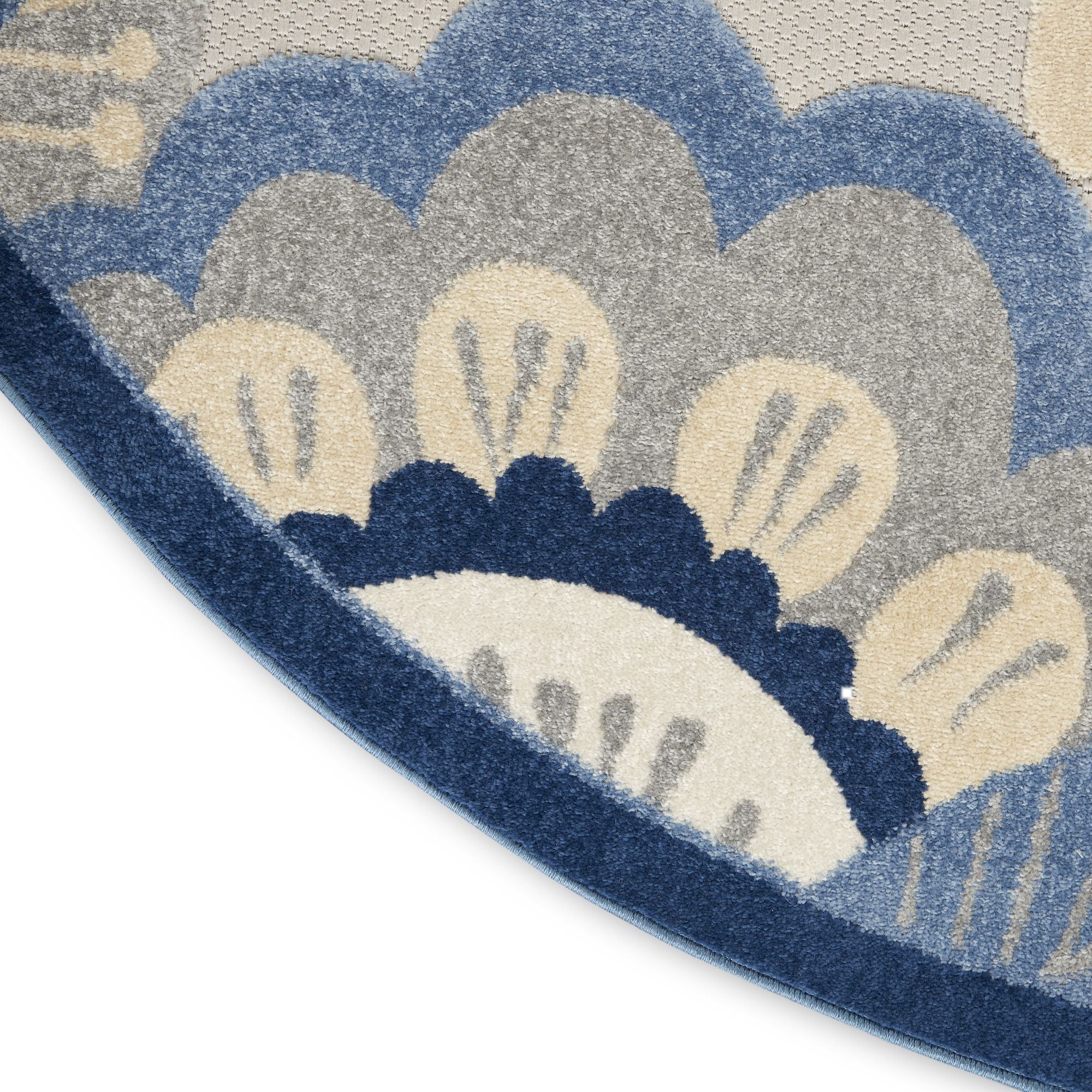 Blue Grey Contemporary Indoor Outdoor Floral Area Rug