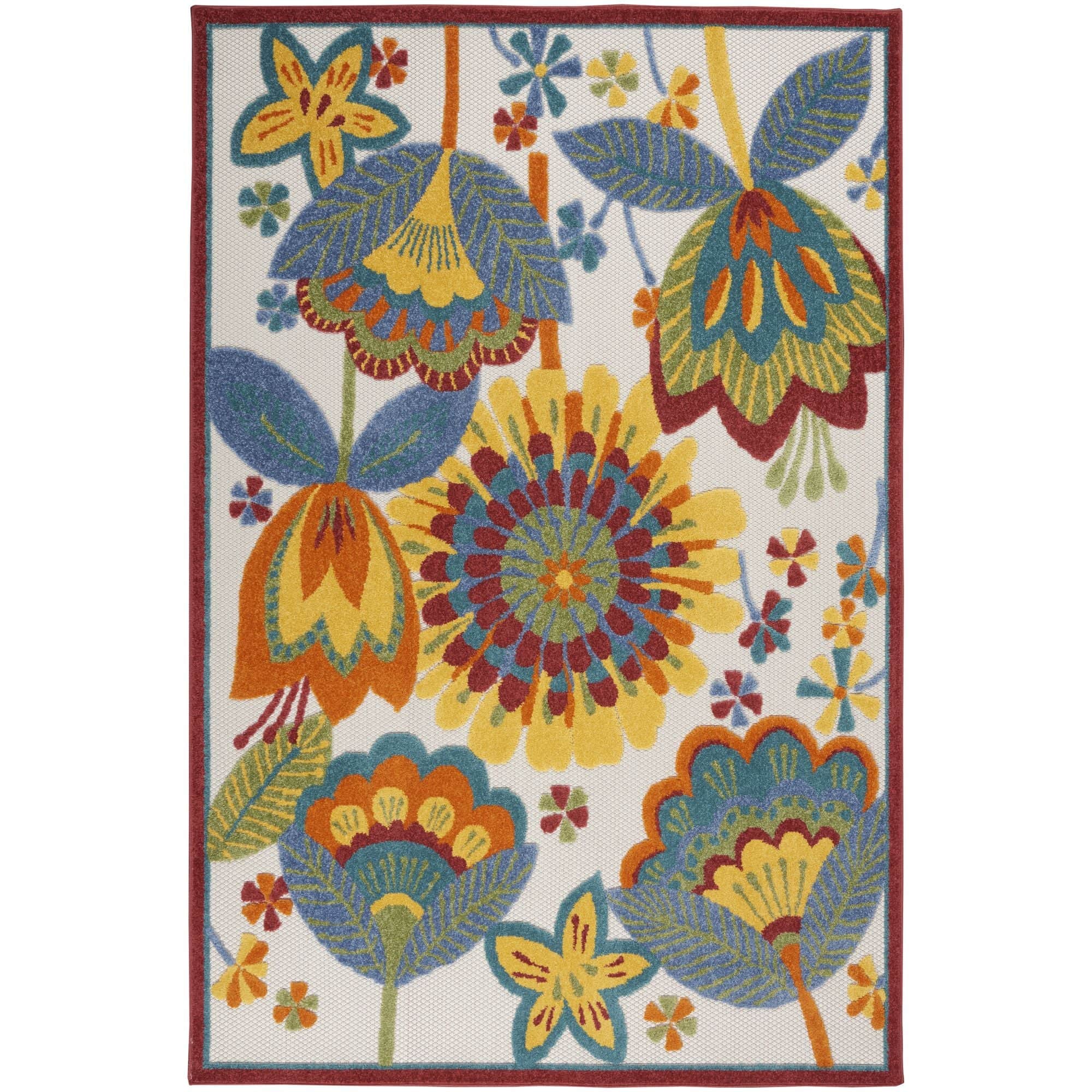 Multicolor Contemporary Indoor Outdoor Floral Area Rug