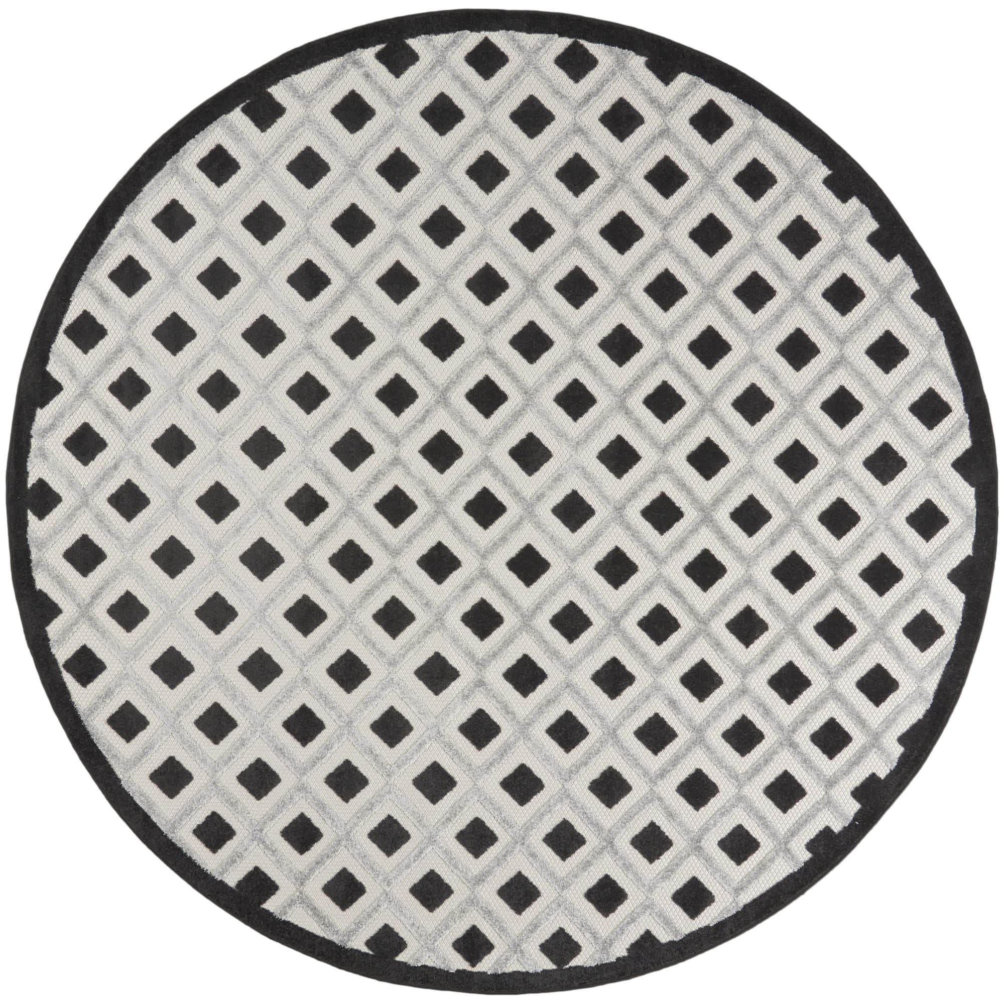 Black White Modern Indoor/Outdoor Concentric Diamond Rug