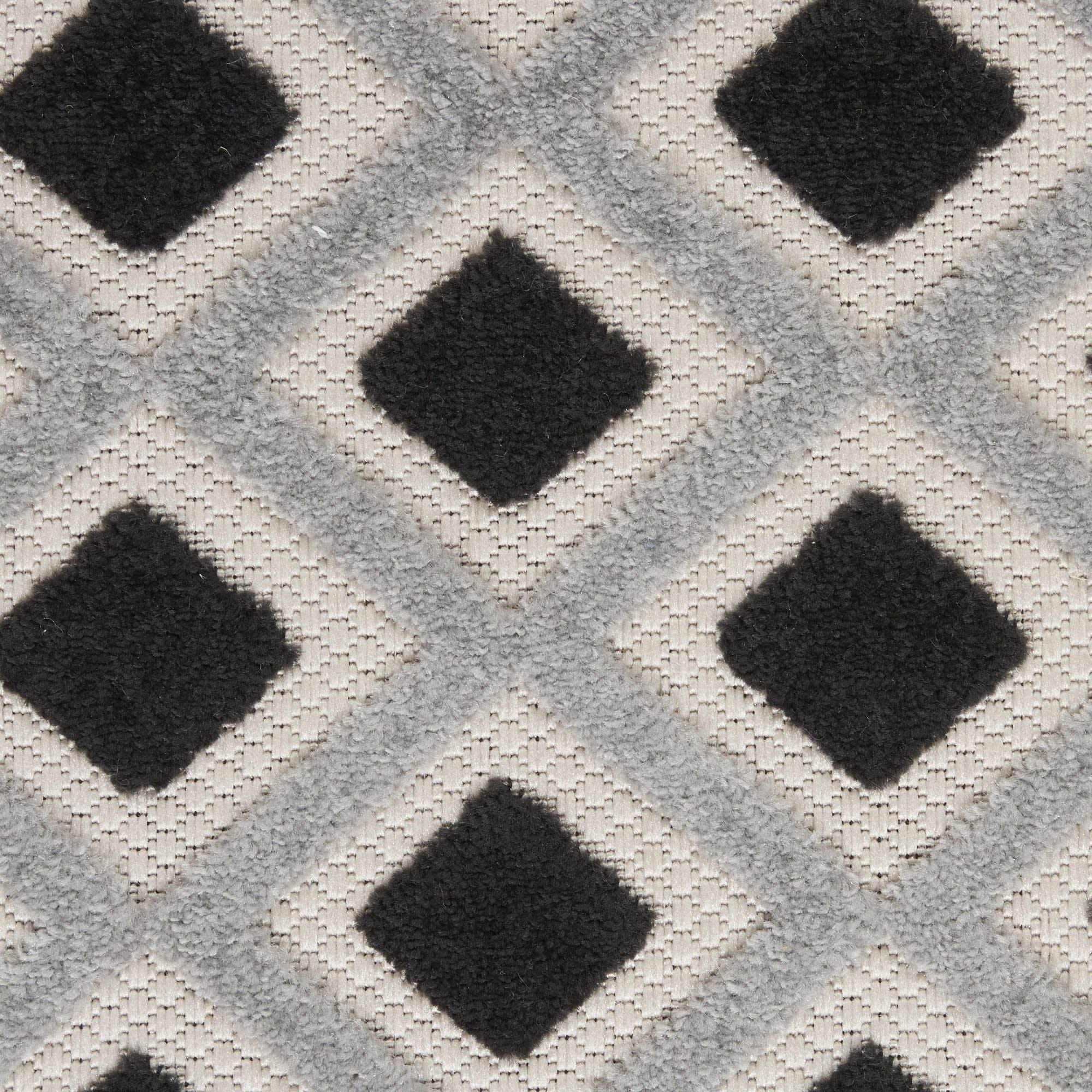 Black White Modern Indoor/Outdoor Concentric Diamond Rug