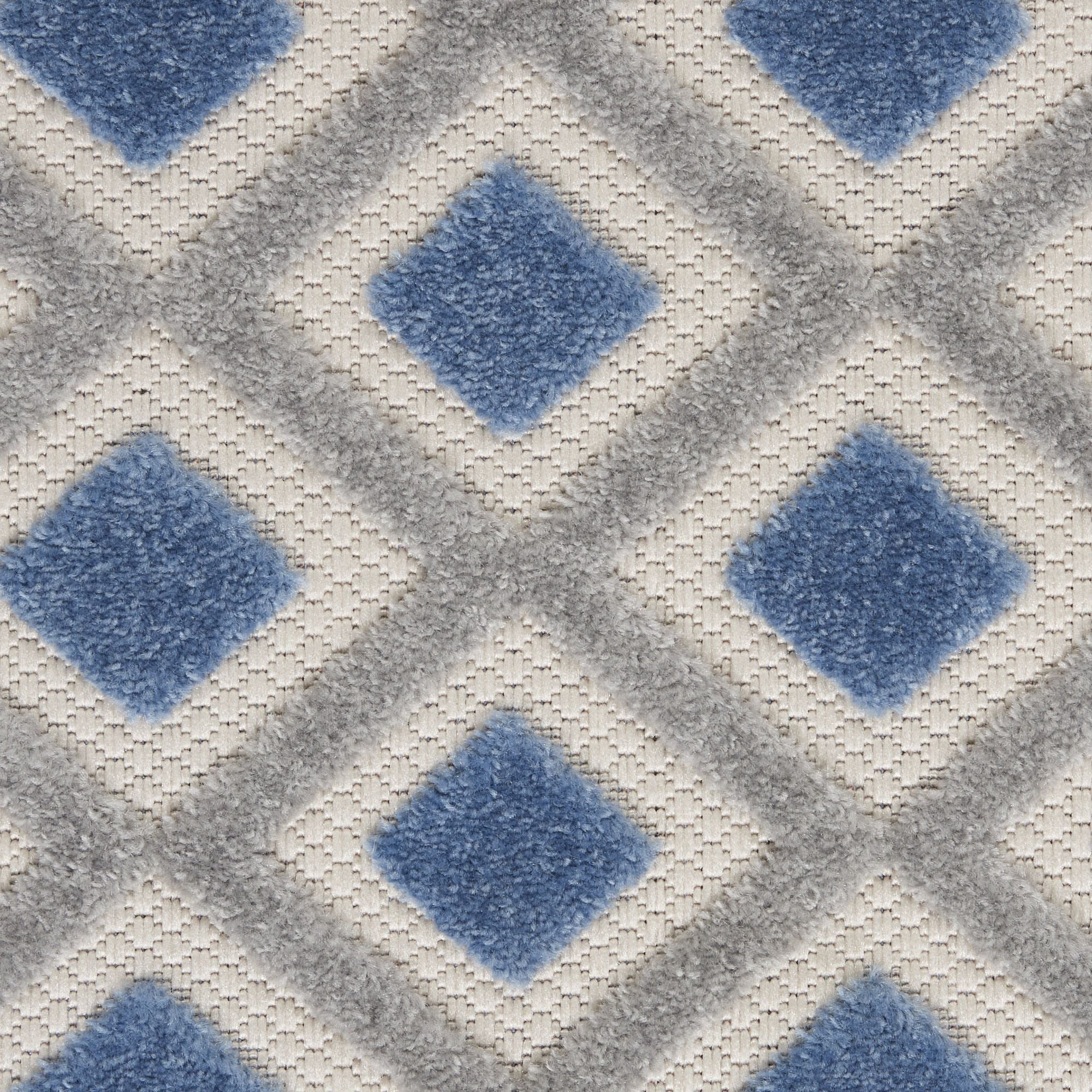 Blue Grey Modern Indoor/Outdoor Concentric Diamond Rug
