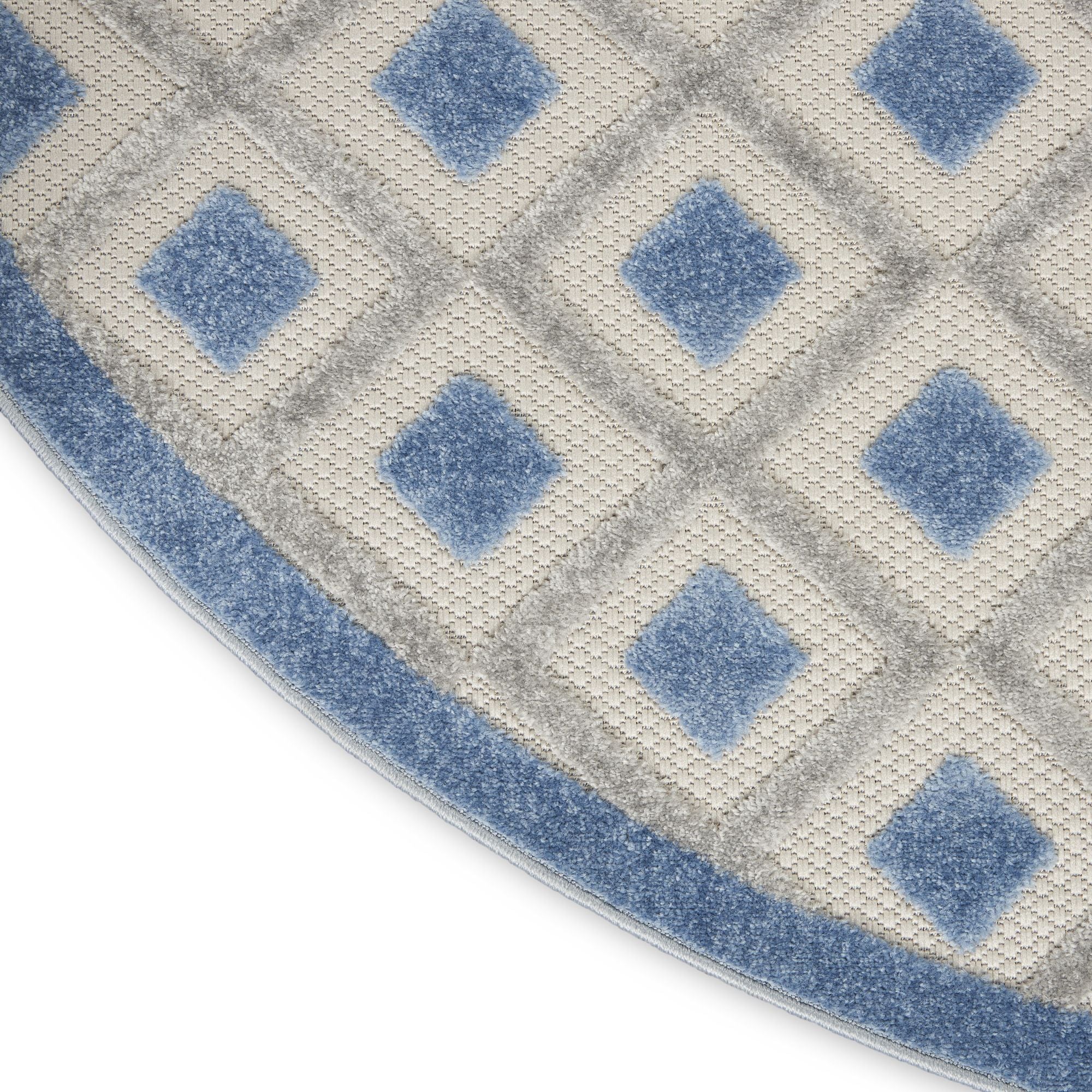 Blue Grey Modern Indoor/Outdoor Concentric Diamond Rug