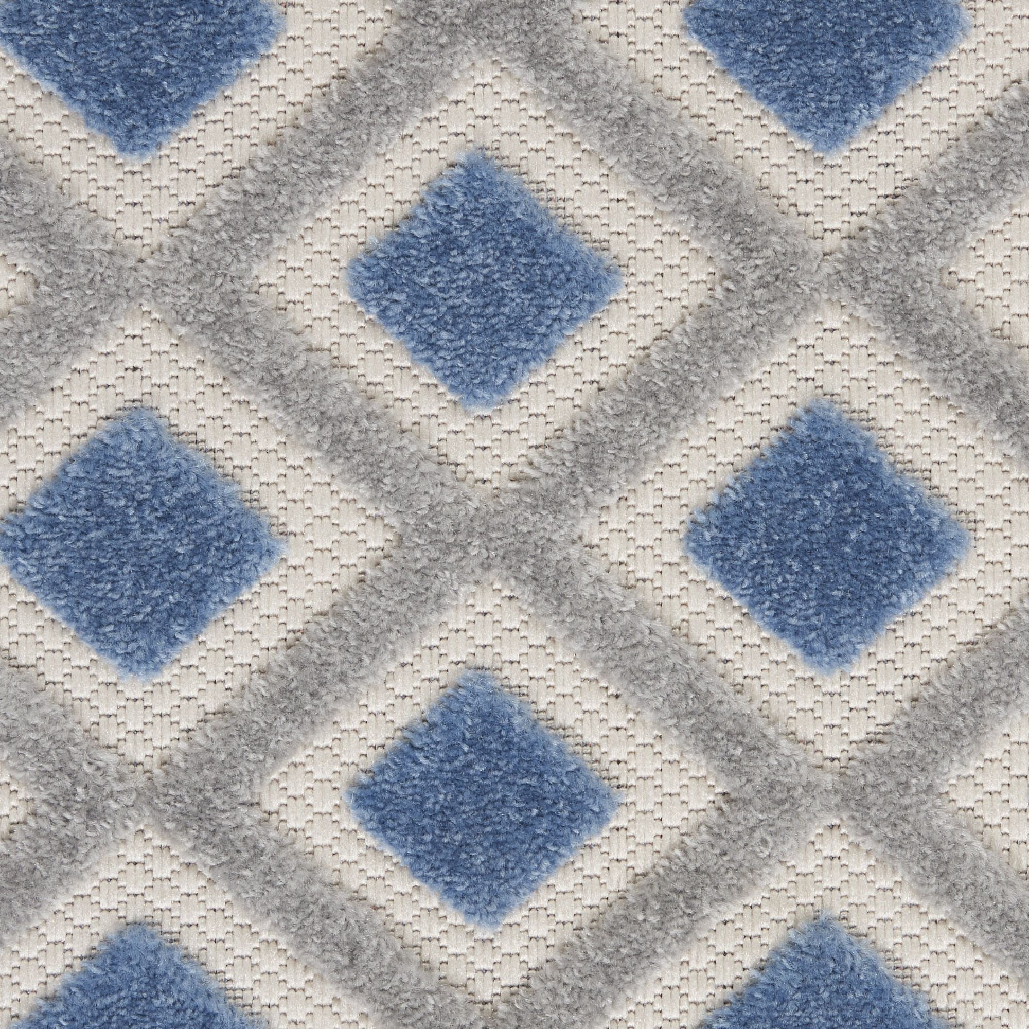 Blue Grey Modern Indoor/Outdoor Concentric Diamond Rug