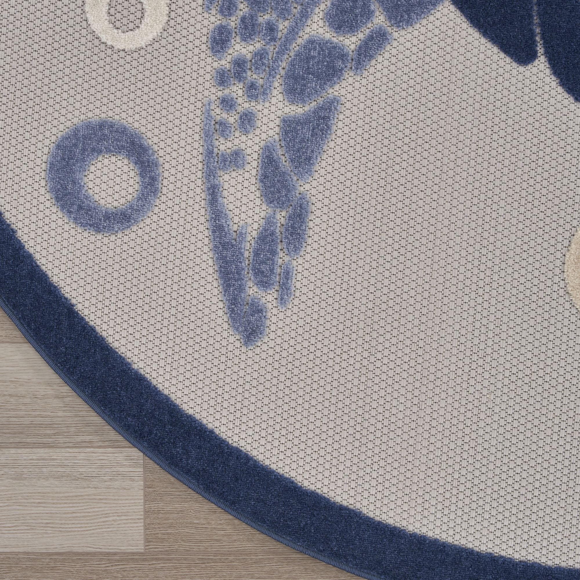 Navy Blue Nautical Sea Turtle Indoor-Outdoor Area Rug
