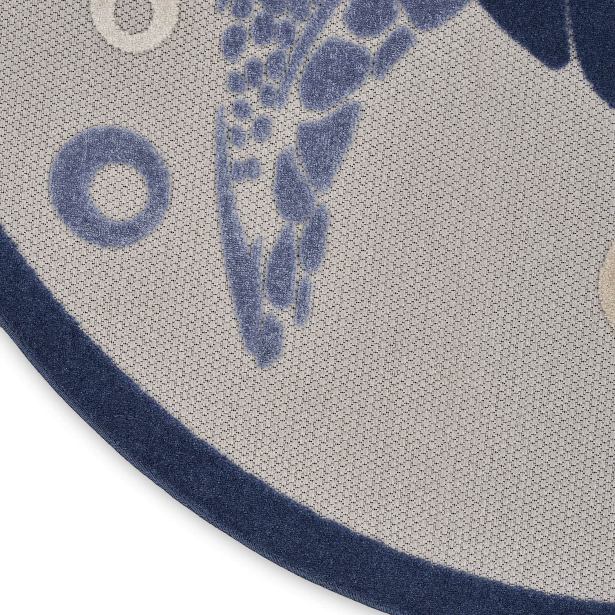 Navy Blue Nautical Sea Turtle Indoor-Outdoor Area Rug