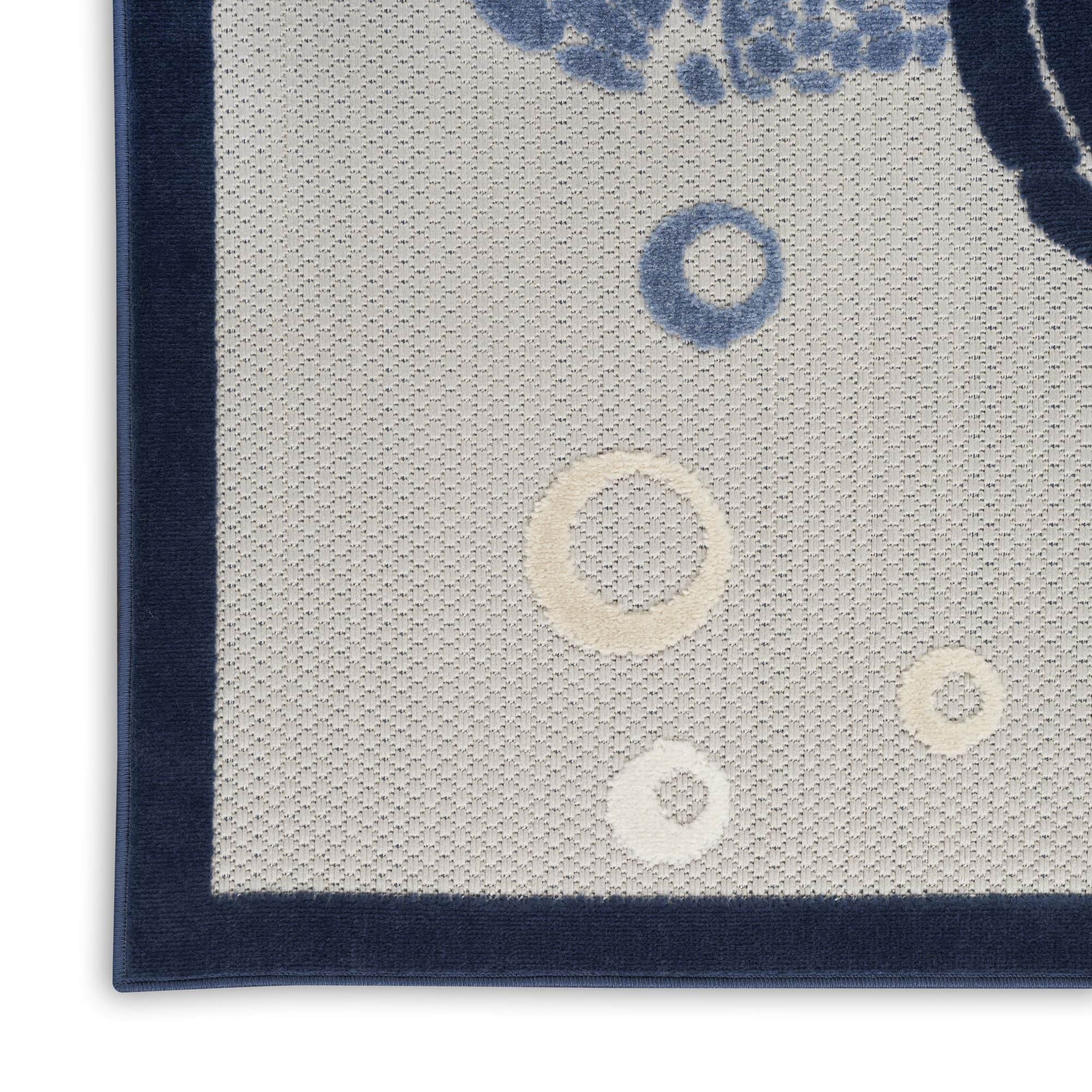 Navy Blue Nautical Sea Turtle Indoor-Outdoor Area Rug