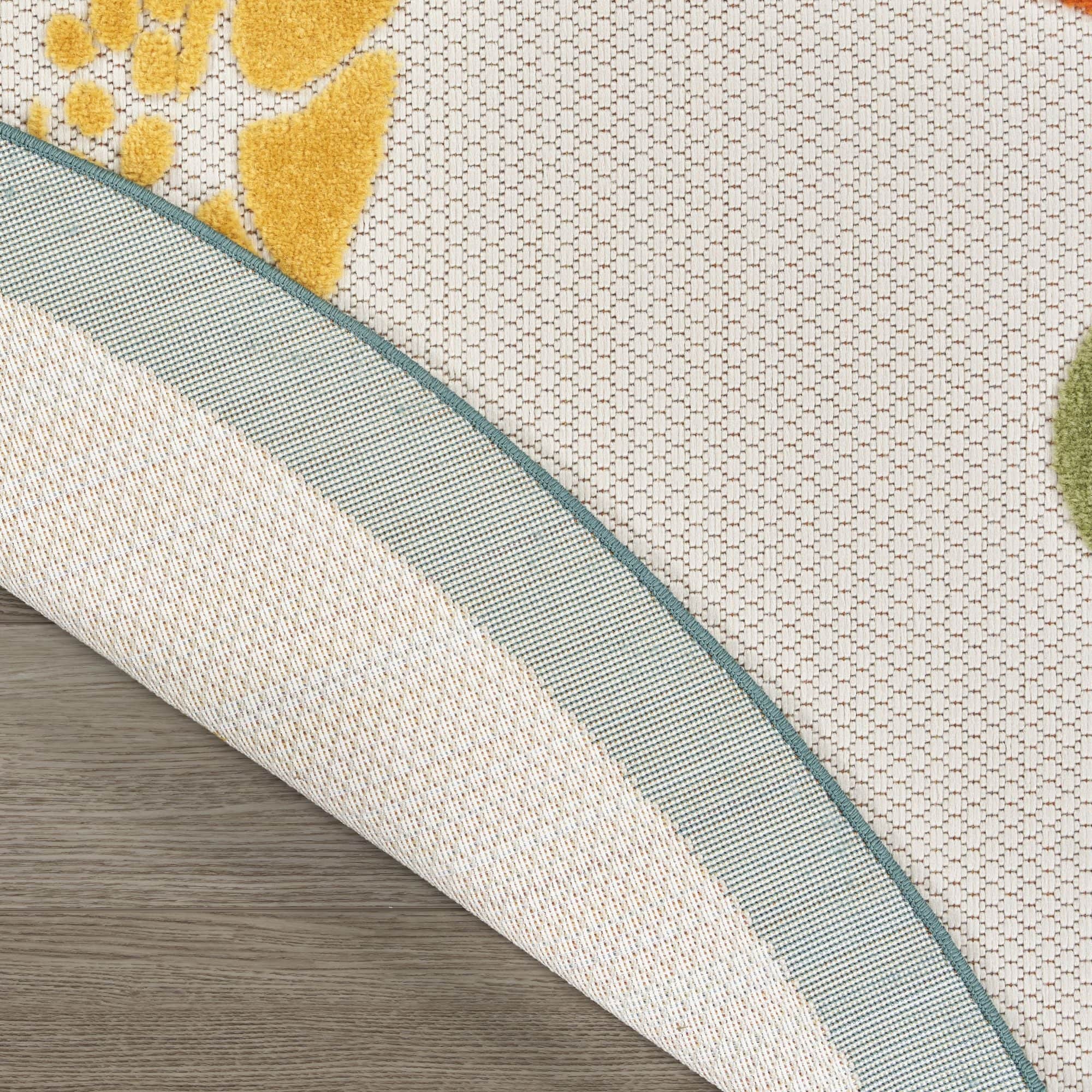 Teal Multicolor Nautical Sea Turtle Indoor-Outdoor Area Rug