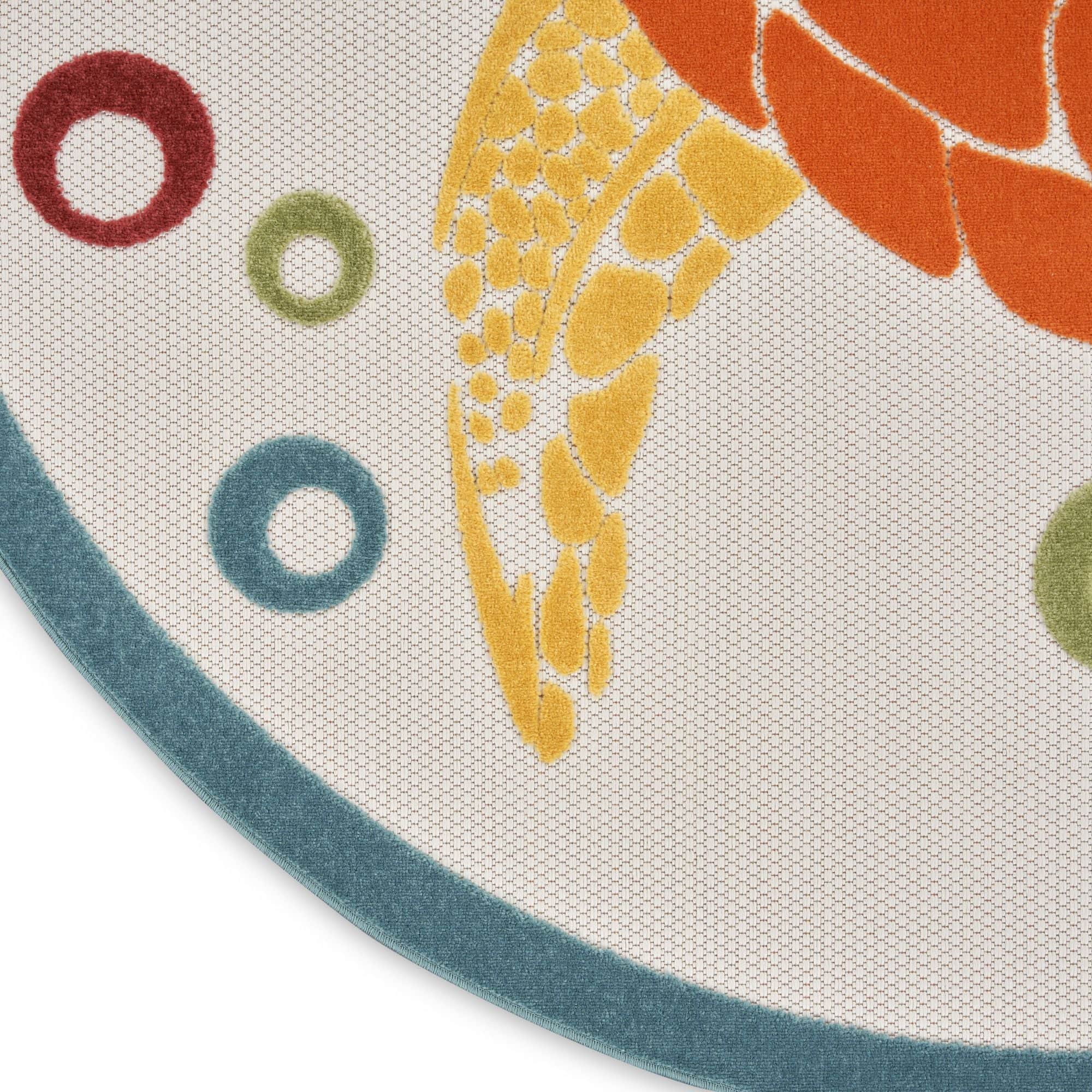 Teal Multicolor Nautical Sea Turtle Indoor-Outdoor Area Rug