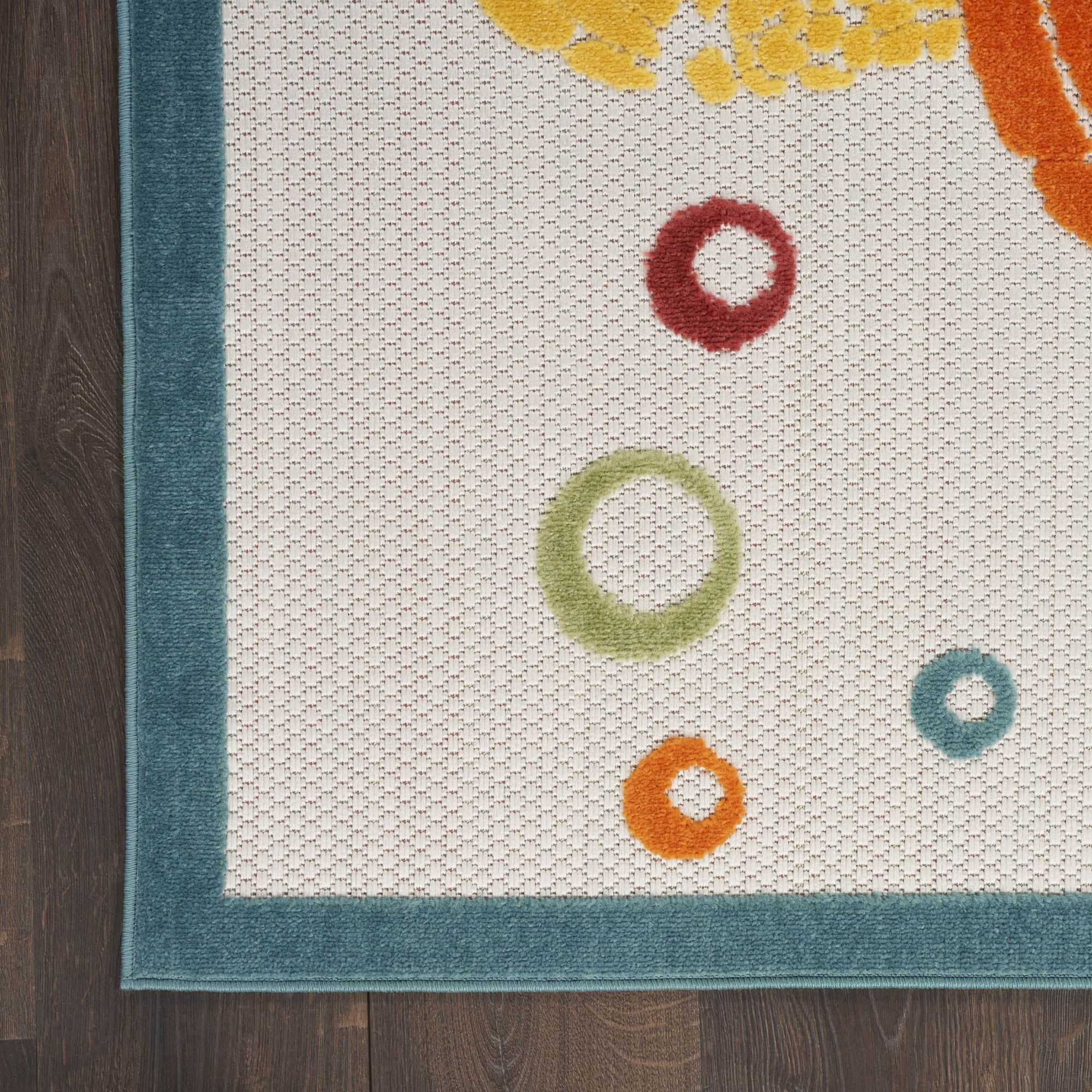 Teal Multicolor Nautical Sea Turtle Indoor-Outdoor Area Rug