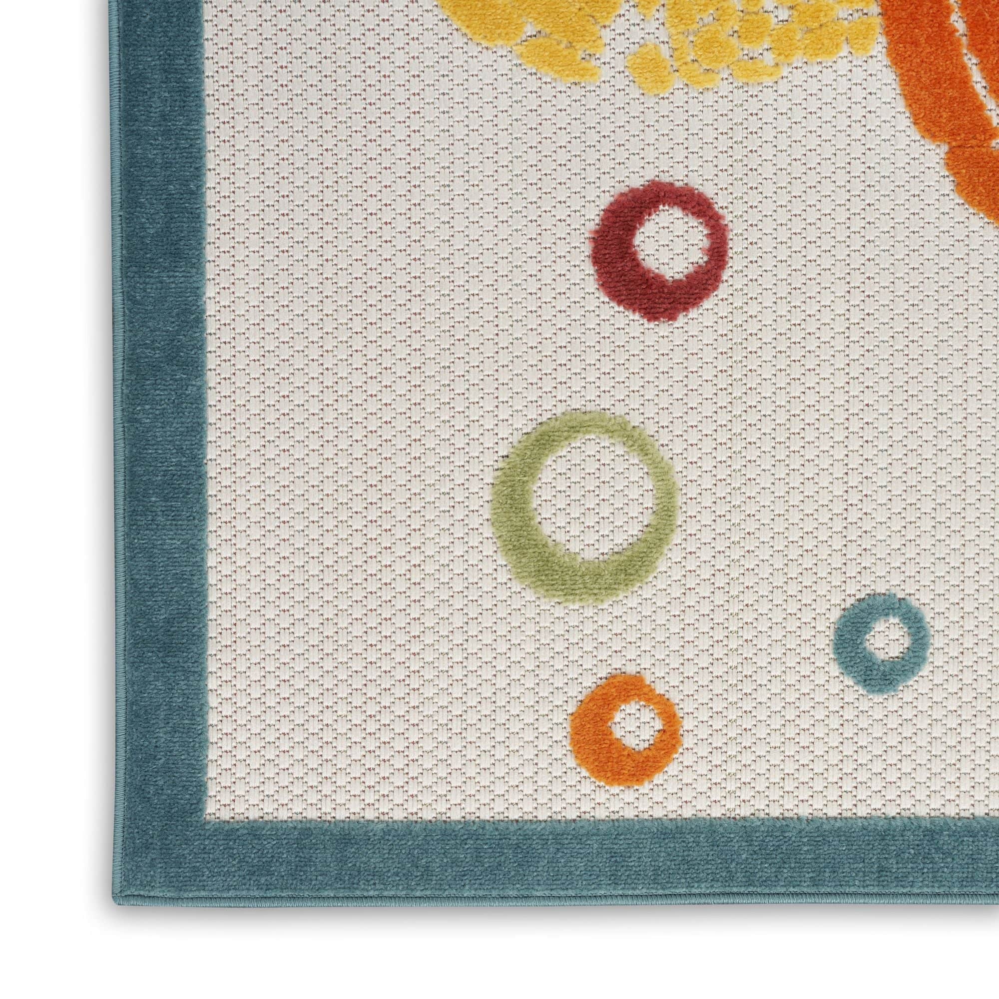 Teal Multicolor Nautical Sea Turtle Indoor-Outdoor Area Rug