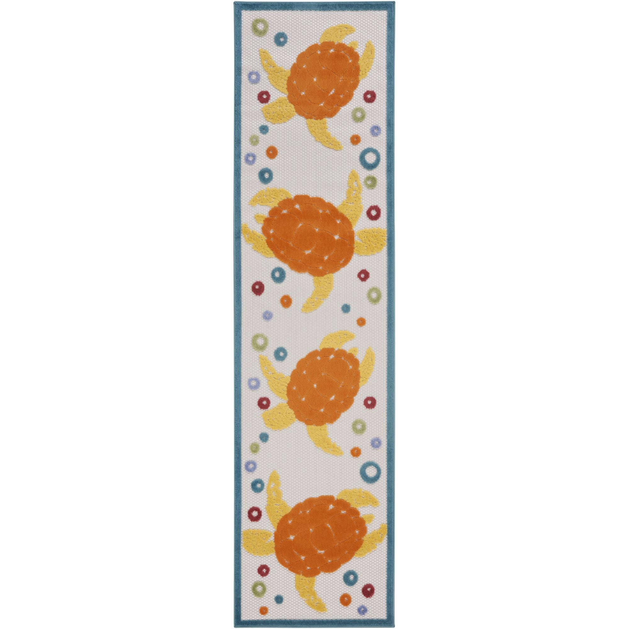 Teal Multicolor Nautical Sea Turtle Indoor-Outdoor Area Rug