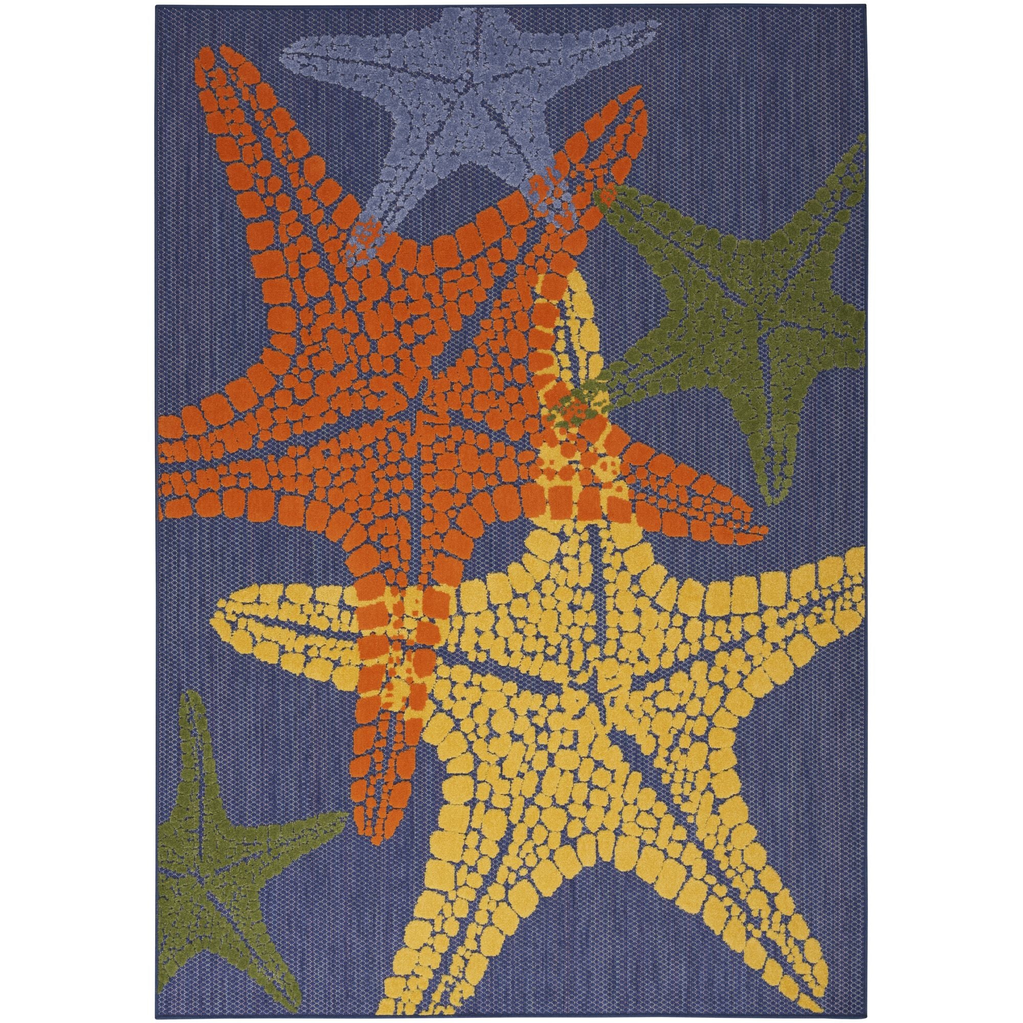 Blue Multicolor Indoor Outdoor Starfish Pattern Rug