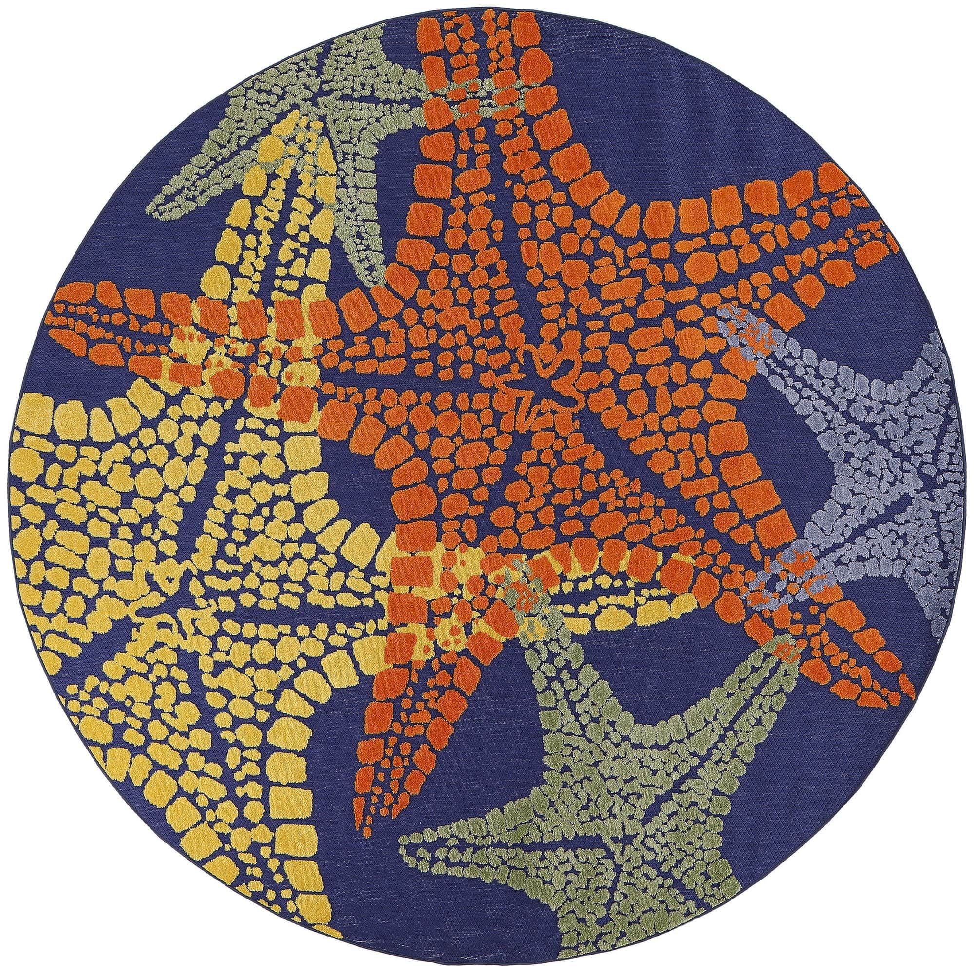 Blue Multicolor Indoor Outdoor Starfish Pattern Rug