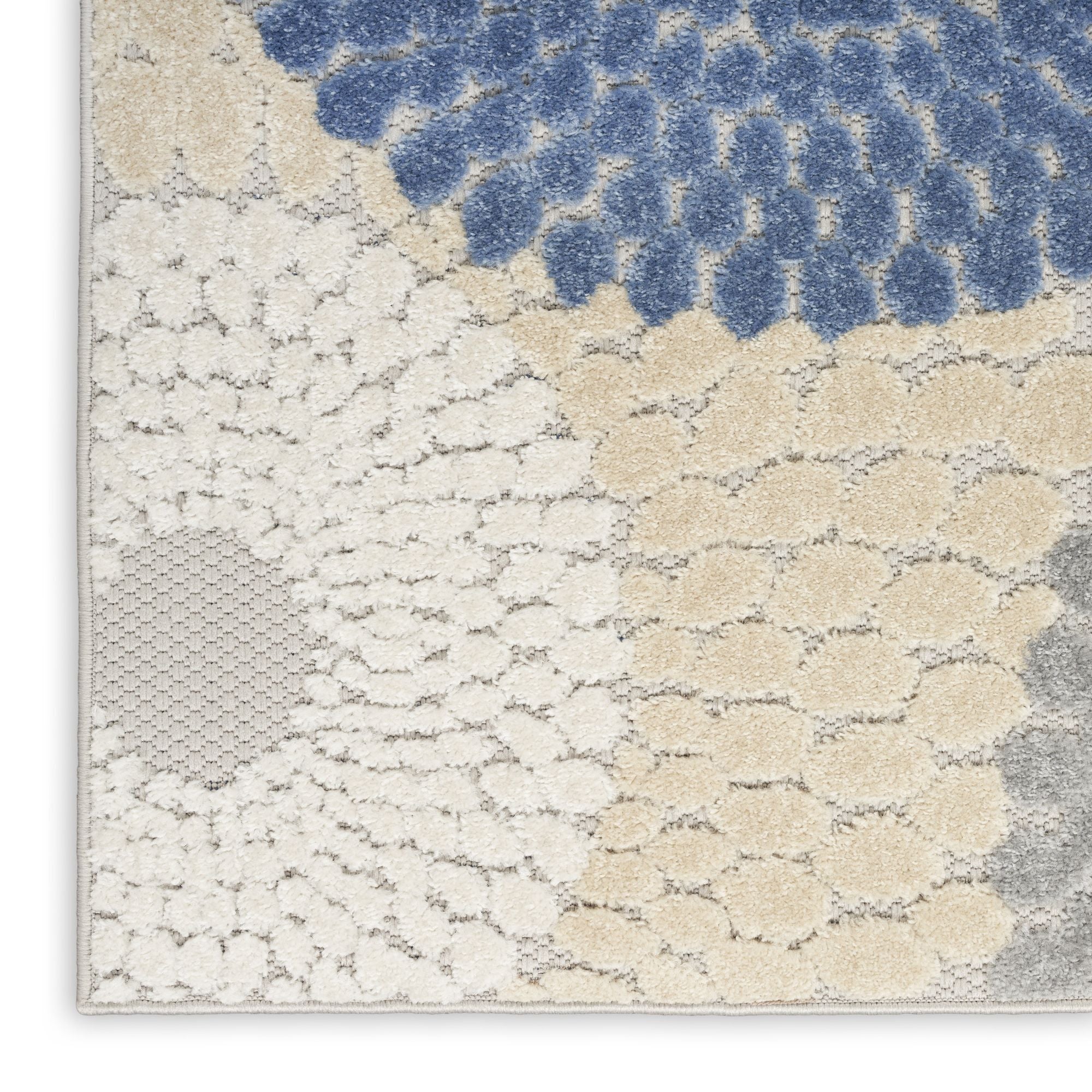 Blue Grey Geometric Indoor Outdoor Area Rug