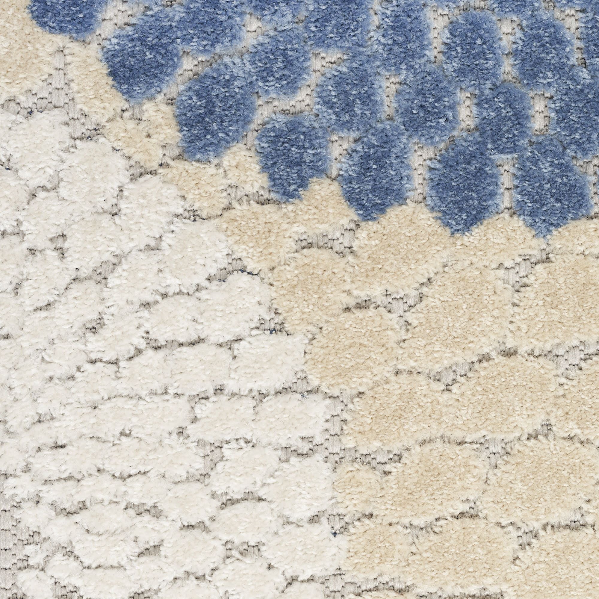 Blue Grey Geometric Indoor Outdoor Area Rug