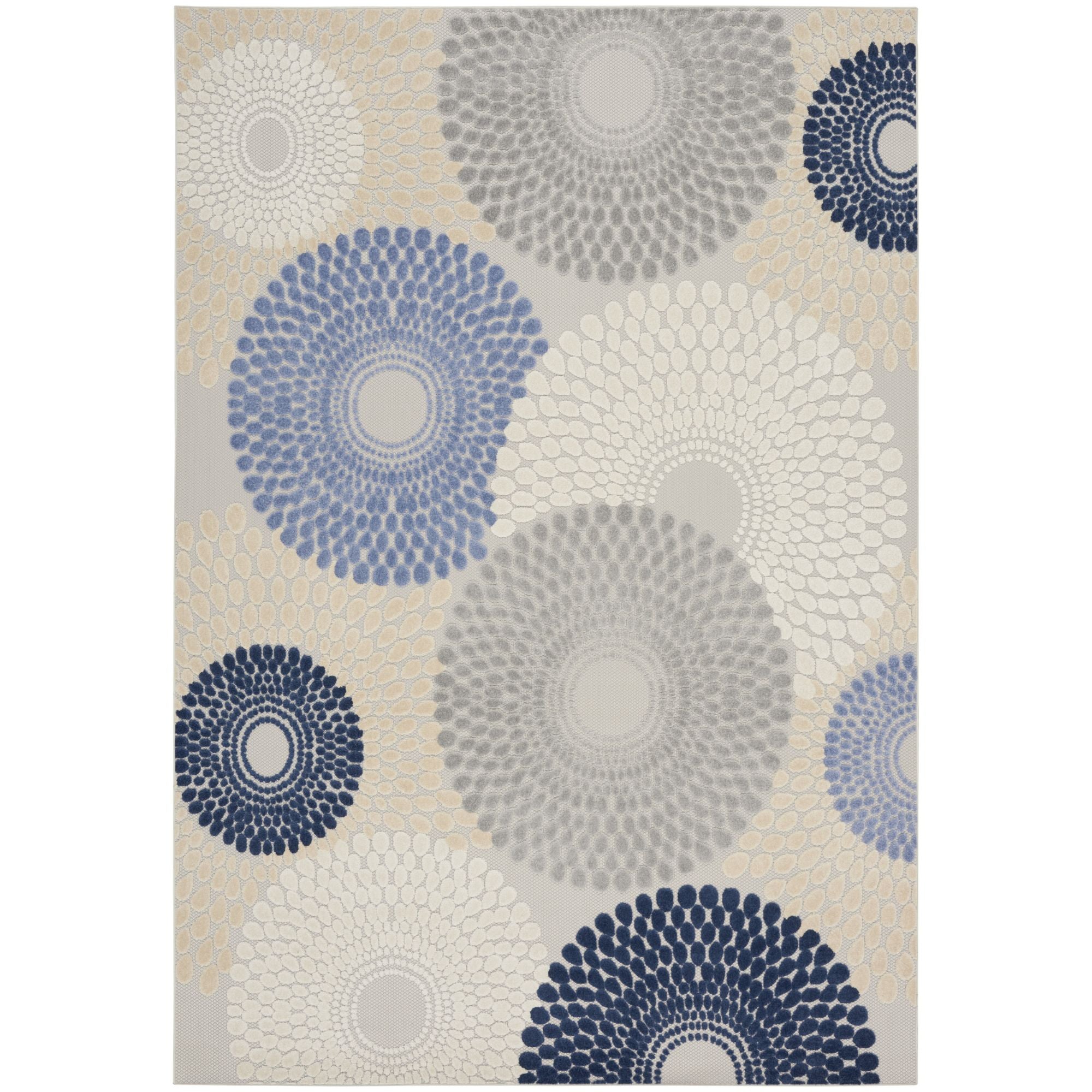 Blue Grey Geometric Indoor Outdoor Area Rug
