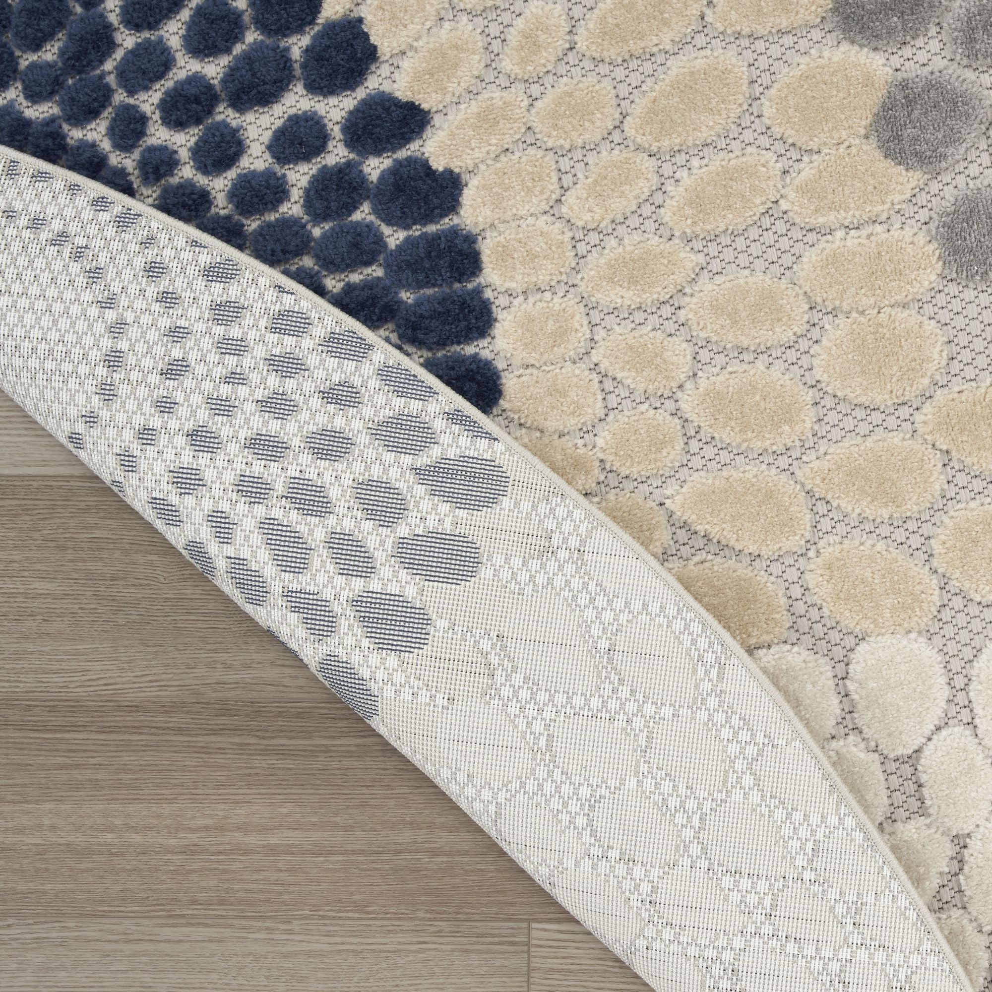 Blue Grey Geometric Indoor Outdoor Area Rug