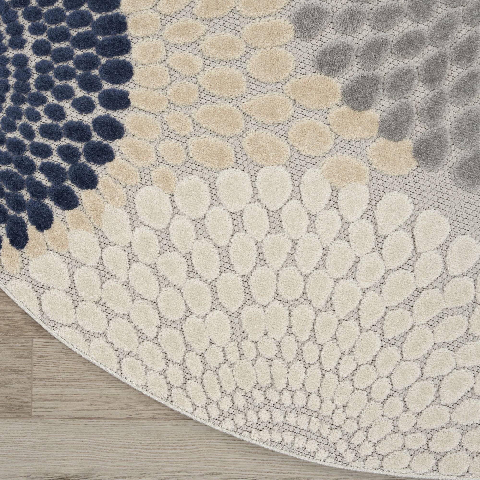 Blue Grey Geometric Indoor Outdoor Area Rug