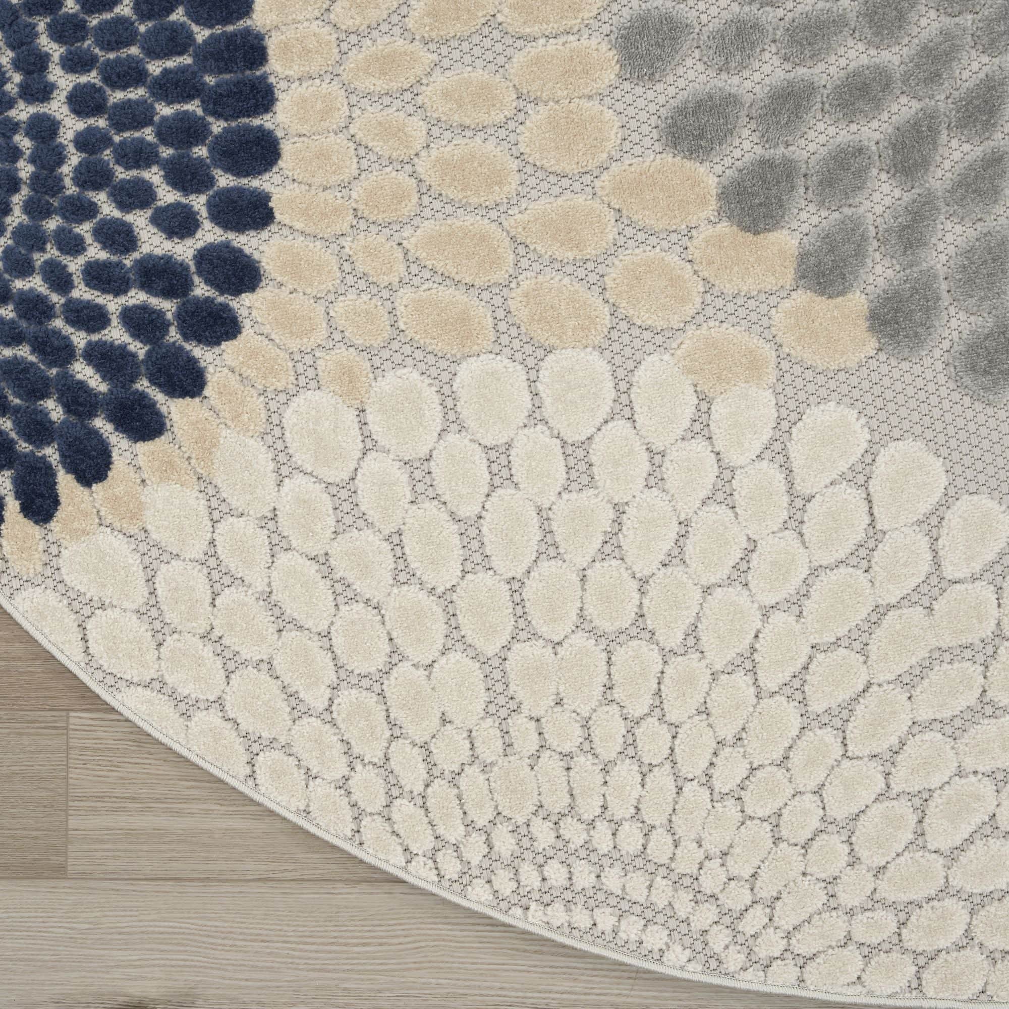 Blue Grey Geometric Indoor Outdoor Area Rug