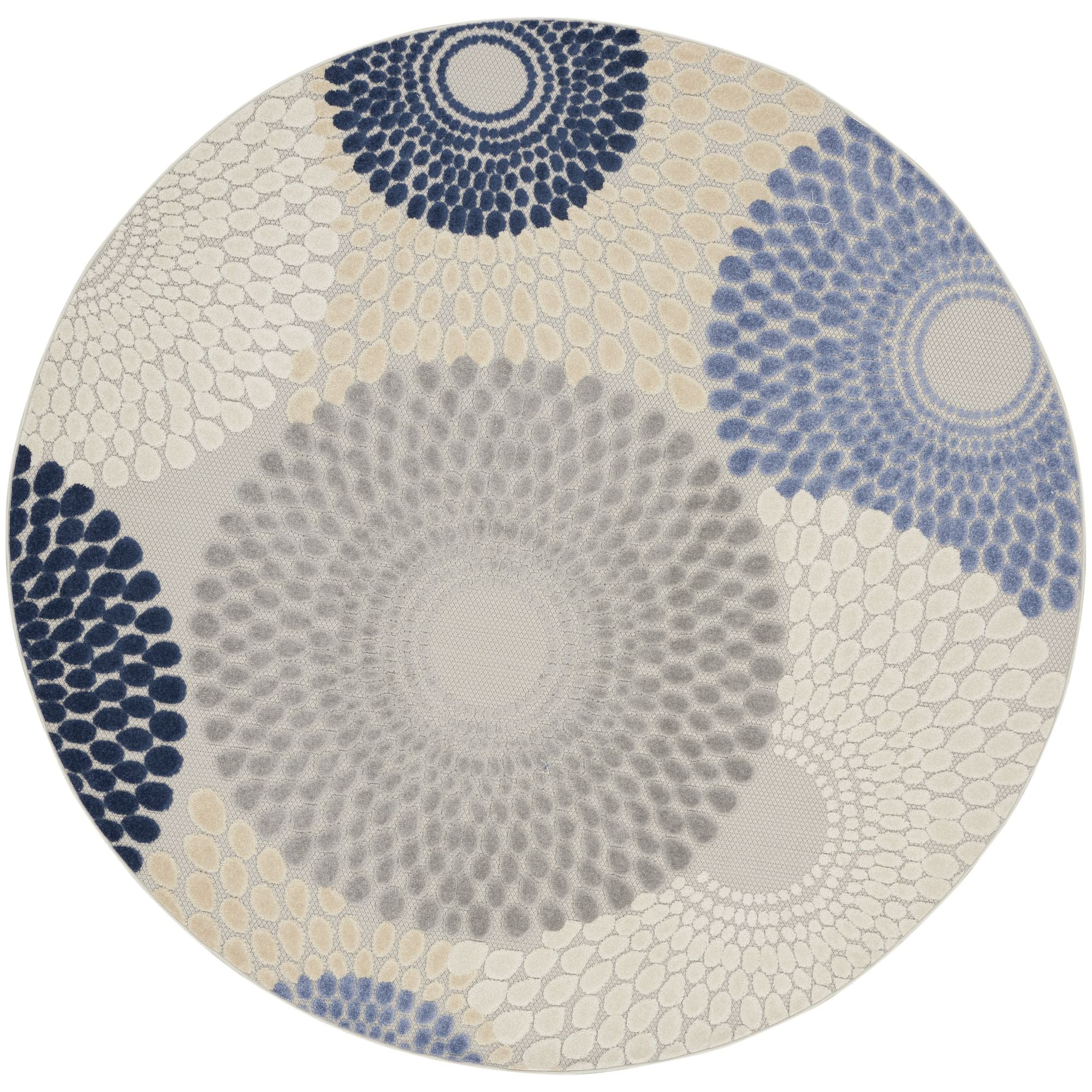 Blue Grey Geometric Indoor Outdoor Area Rug