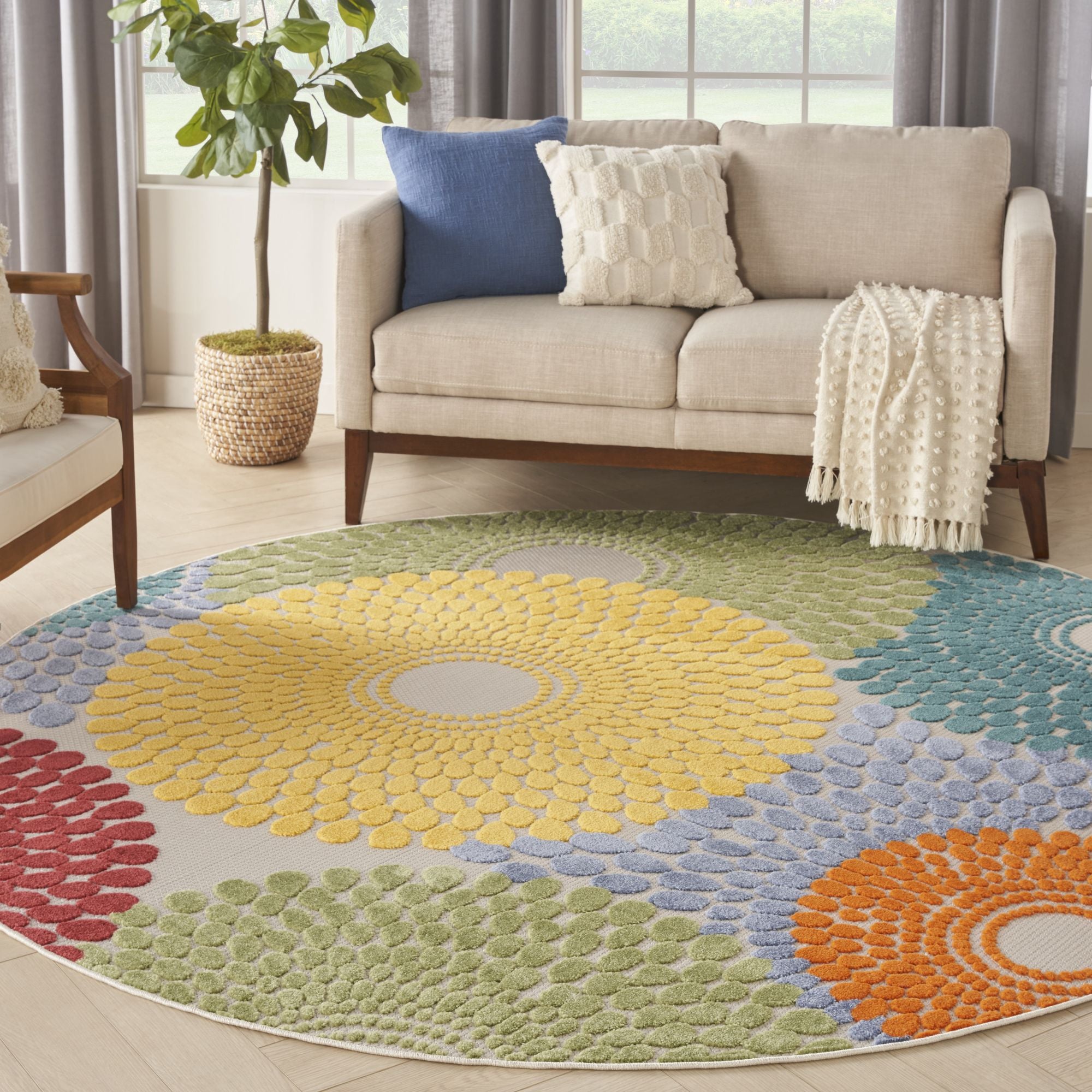 Multicolor Geometric Indoor Outdoor Area Rug
