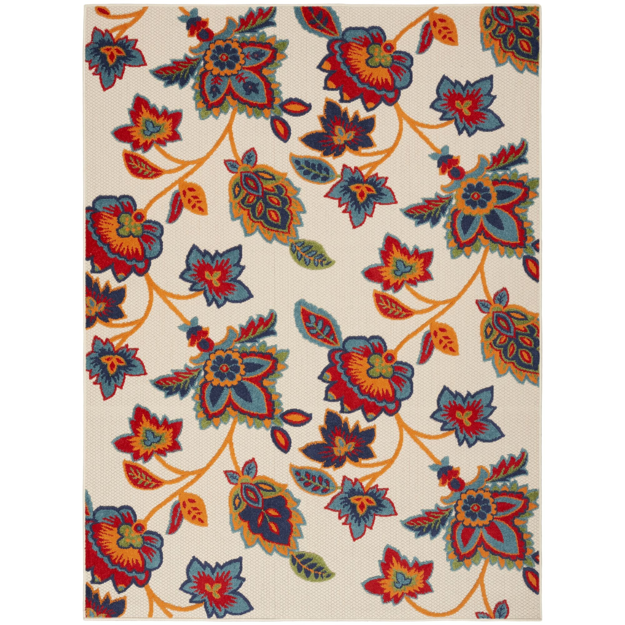 Multicolor Farmhouse Floral Indoor Outdoor Rug