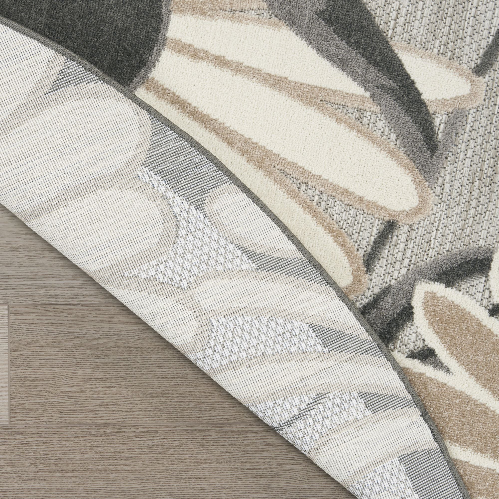 Beige Contemporary Indoor Outdoor Floral Area Rug