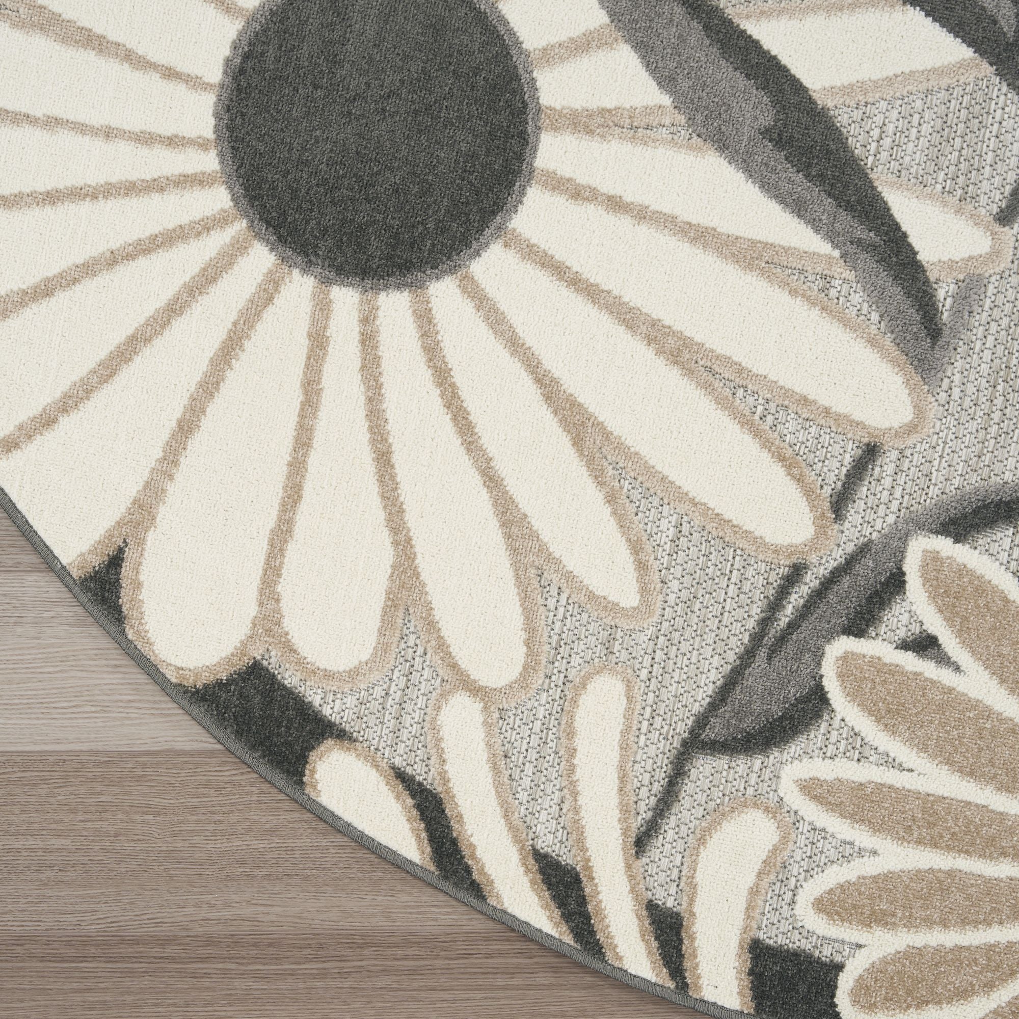 Beige Contemporary Indoor Outdoor Floral Area Rug