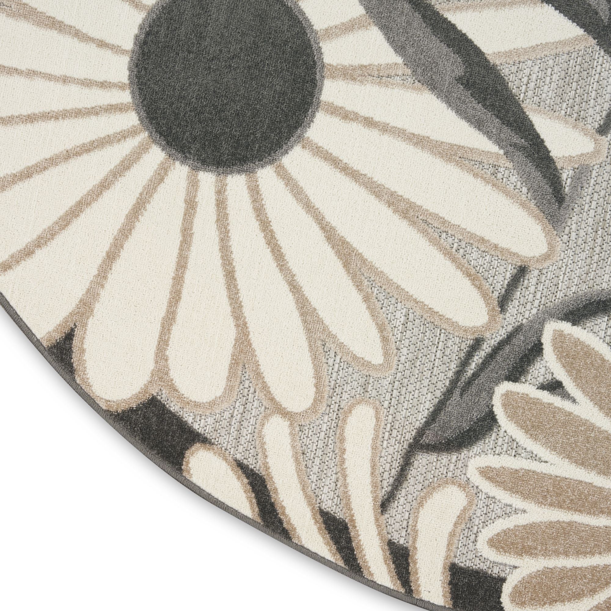 Beige Contemporary Indoor Outdoor Floral Area Rug