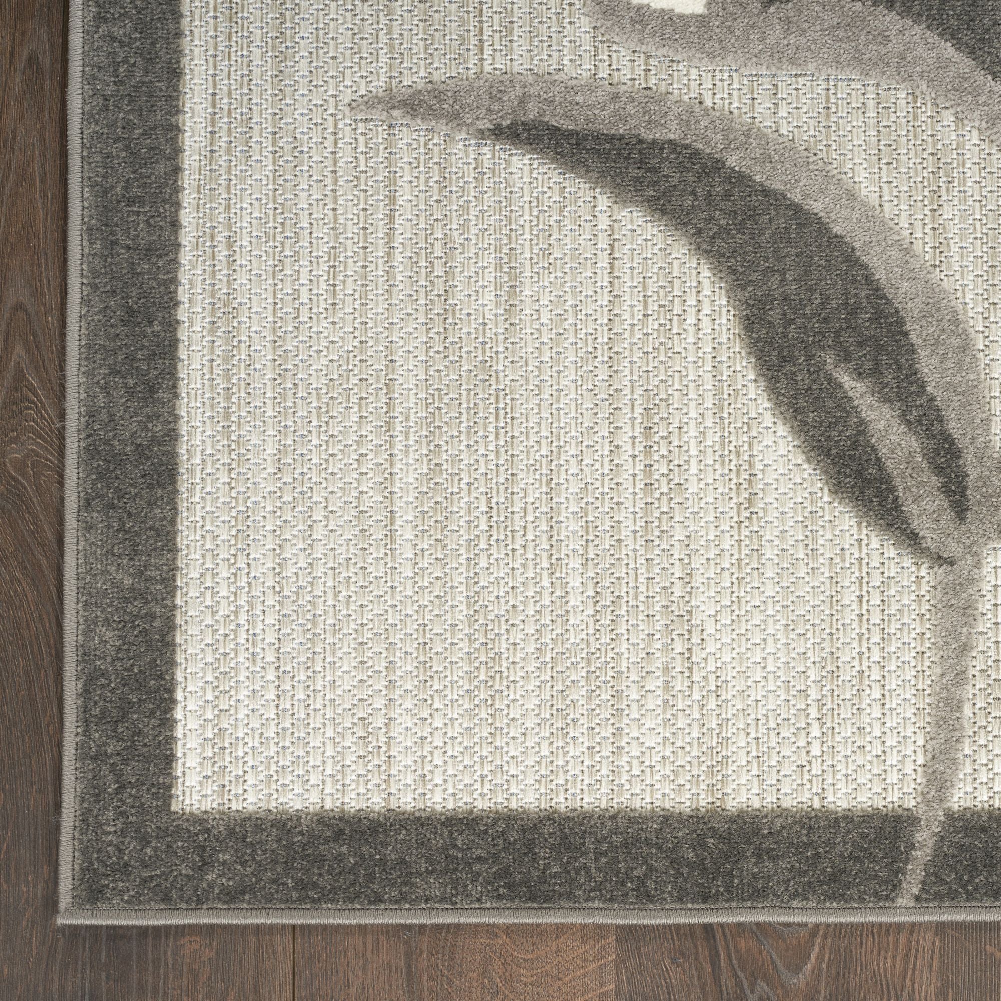 Beige Contemporary Indoor Outdoor Floral Area Rug