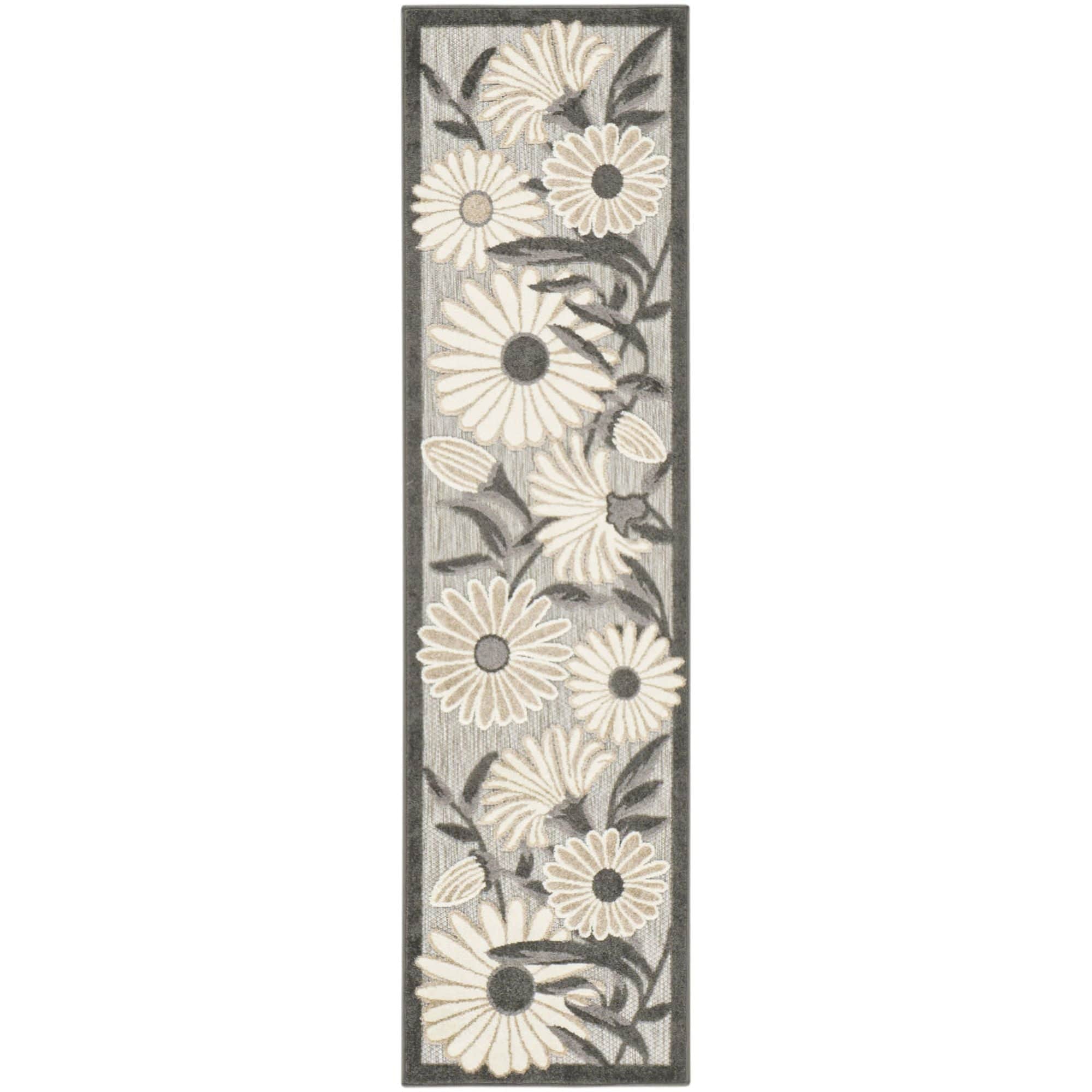 Beige Contemporary Indoor Outdoor Floral Area Rug