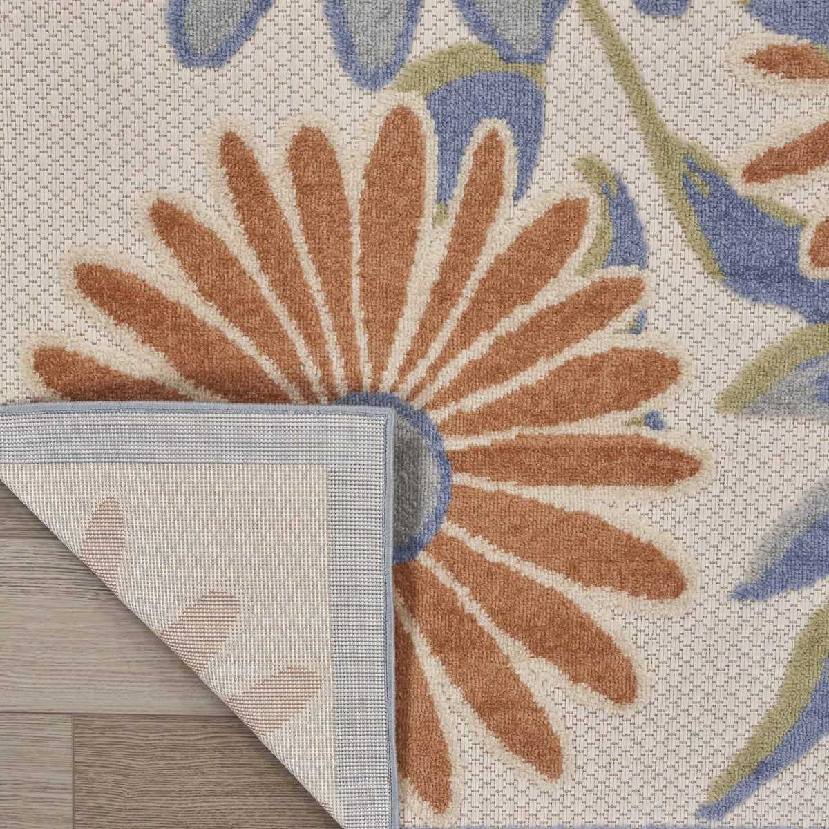 Beige Multicolor Contemporary Indoor Outdoor Floral Area Rug