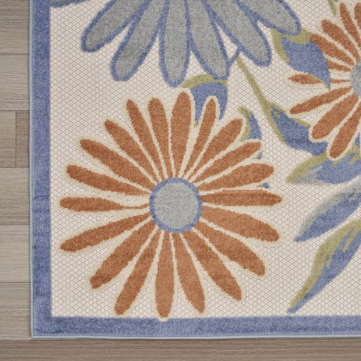 Beige Multicolor Contemporary Indoor Outdoor Floral Area Rug