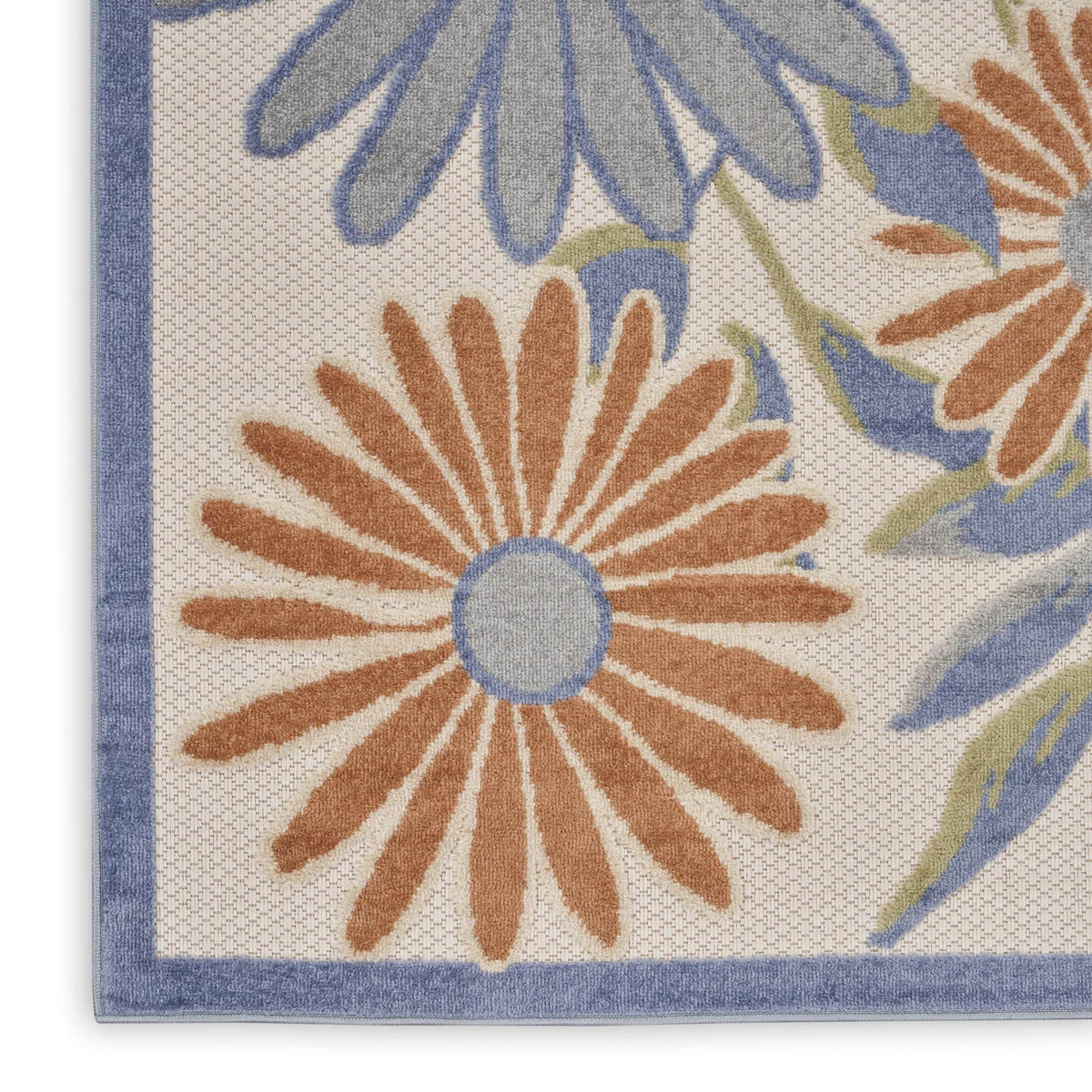 Beige Multicolor Contemporary Indoor Outdoor Floral Area Rug