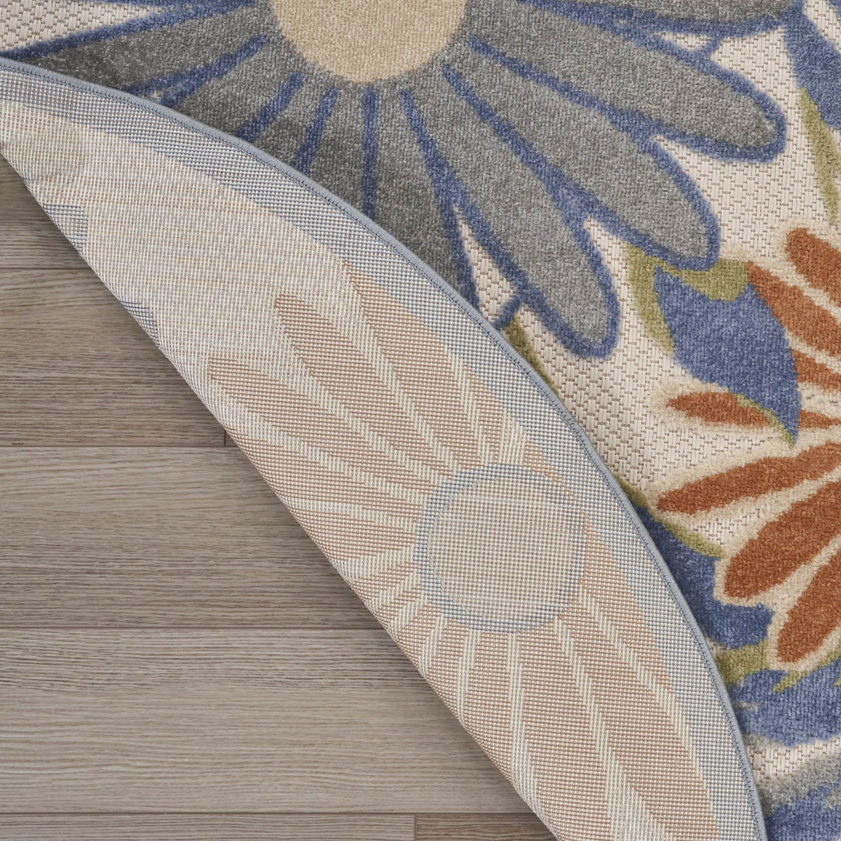 Beige Multicolor Contemporary Indoor Outdoor Floral Area Rug