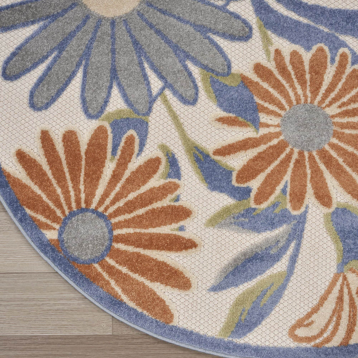 Beige Multicolor Contemporary Indoor Outdoor Floral Area Rug