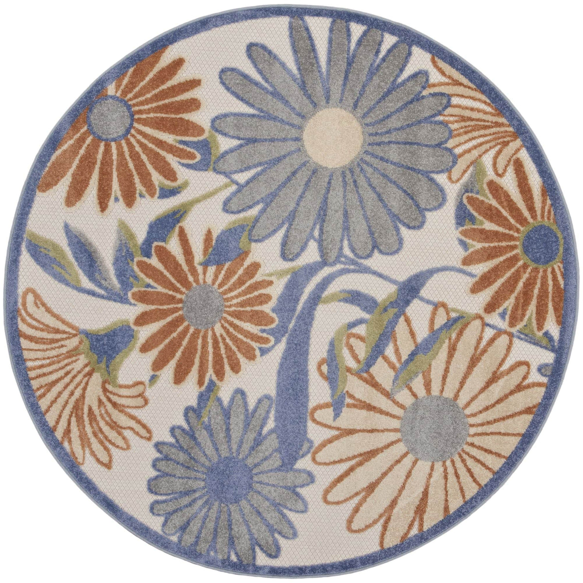 Beige Multicolor Contemporary Indoor Outdoor Floral Area Rug