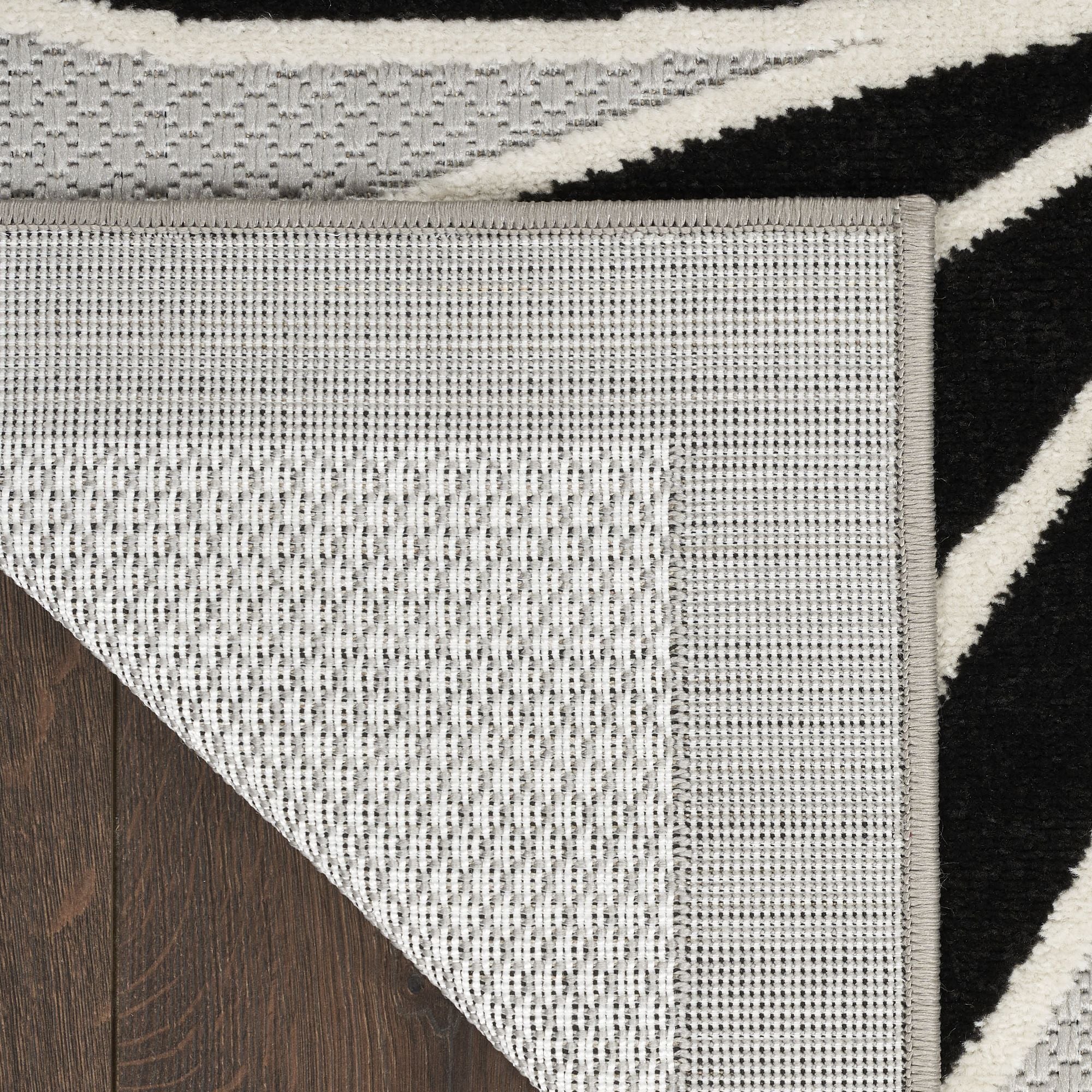 Black White Contemporary Indoor Outdoor Floral Area Rug