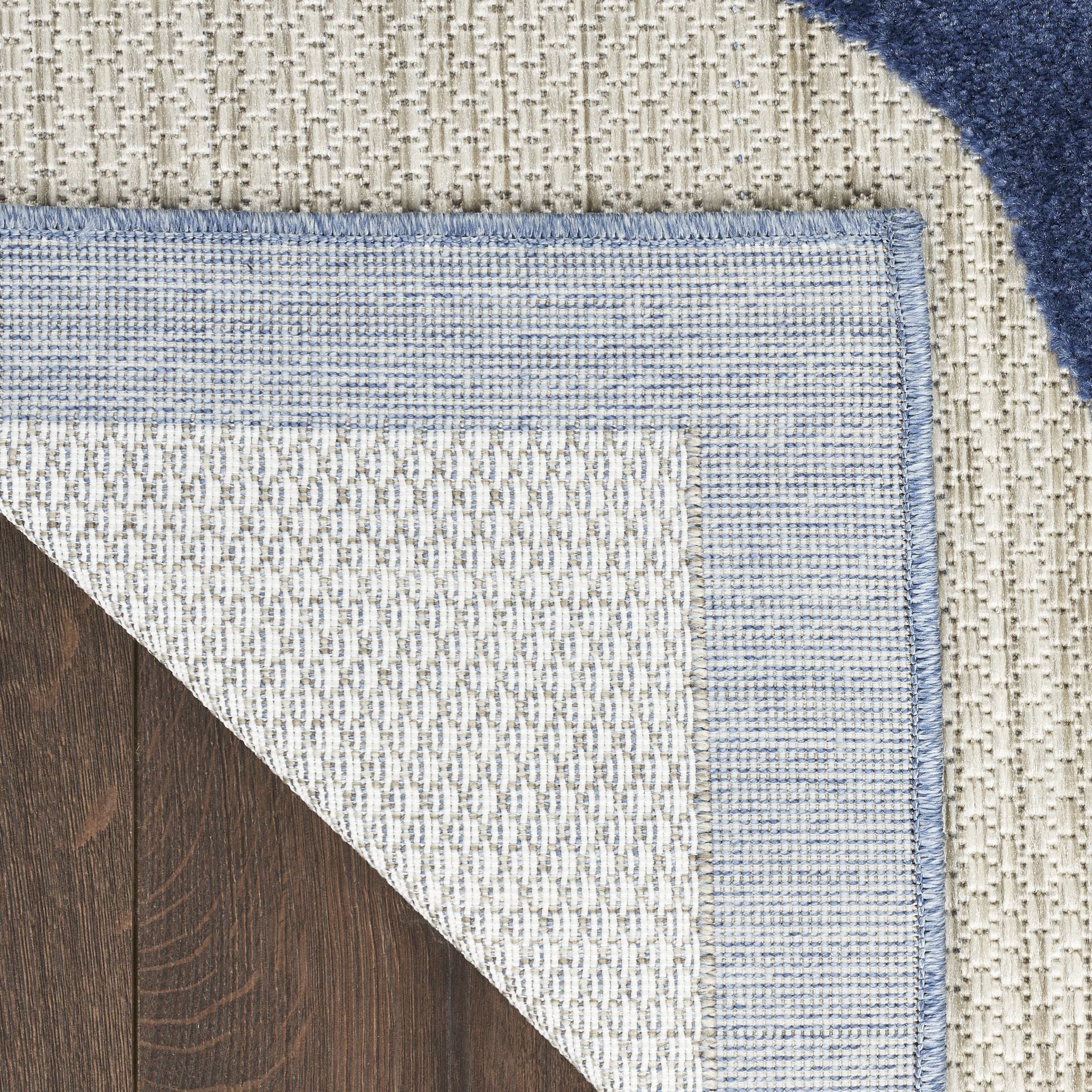 Blue Grey Contemporary Indoor Outdoor Floral Area Rug