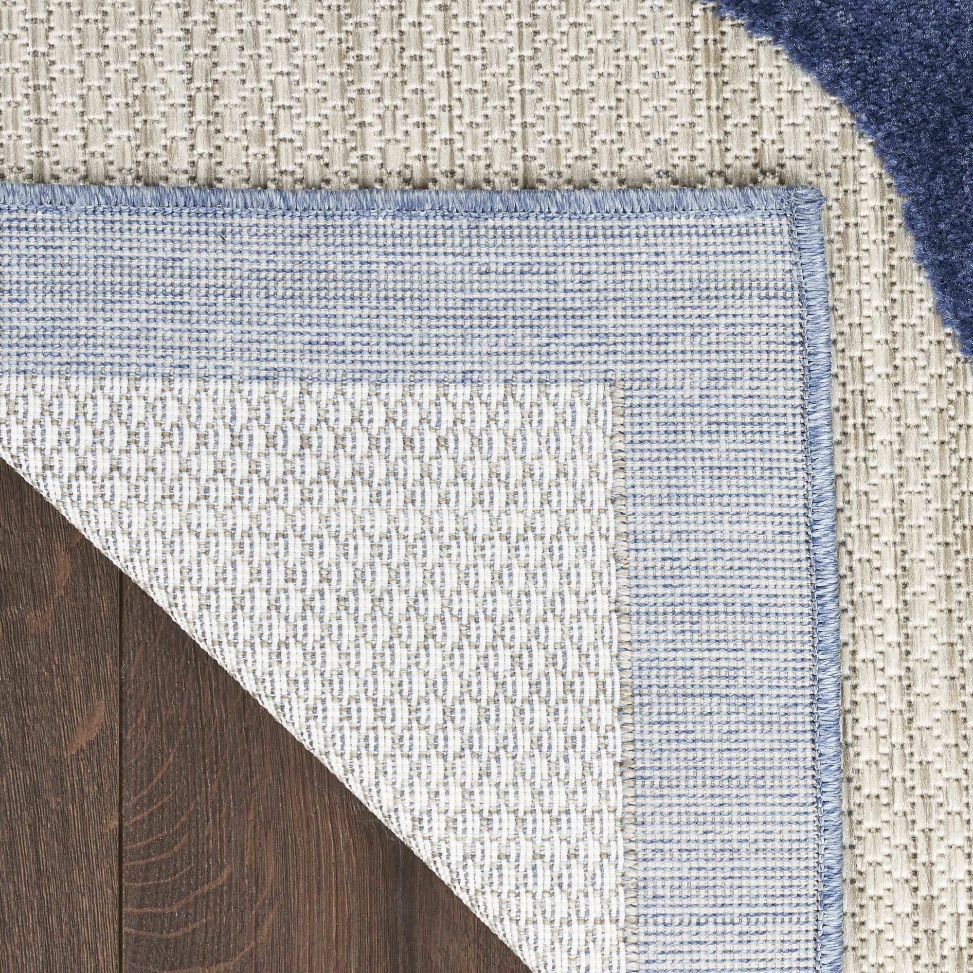 Blue Grey Contemporary Indoor Outdoor Floral Area Rug