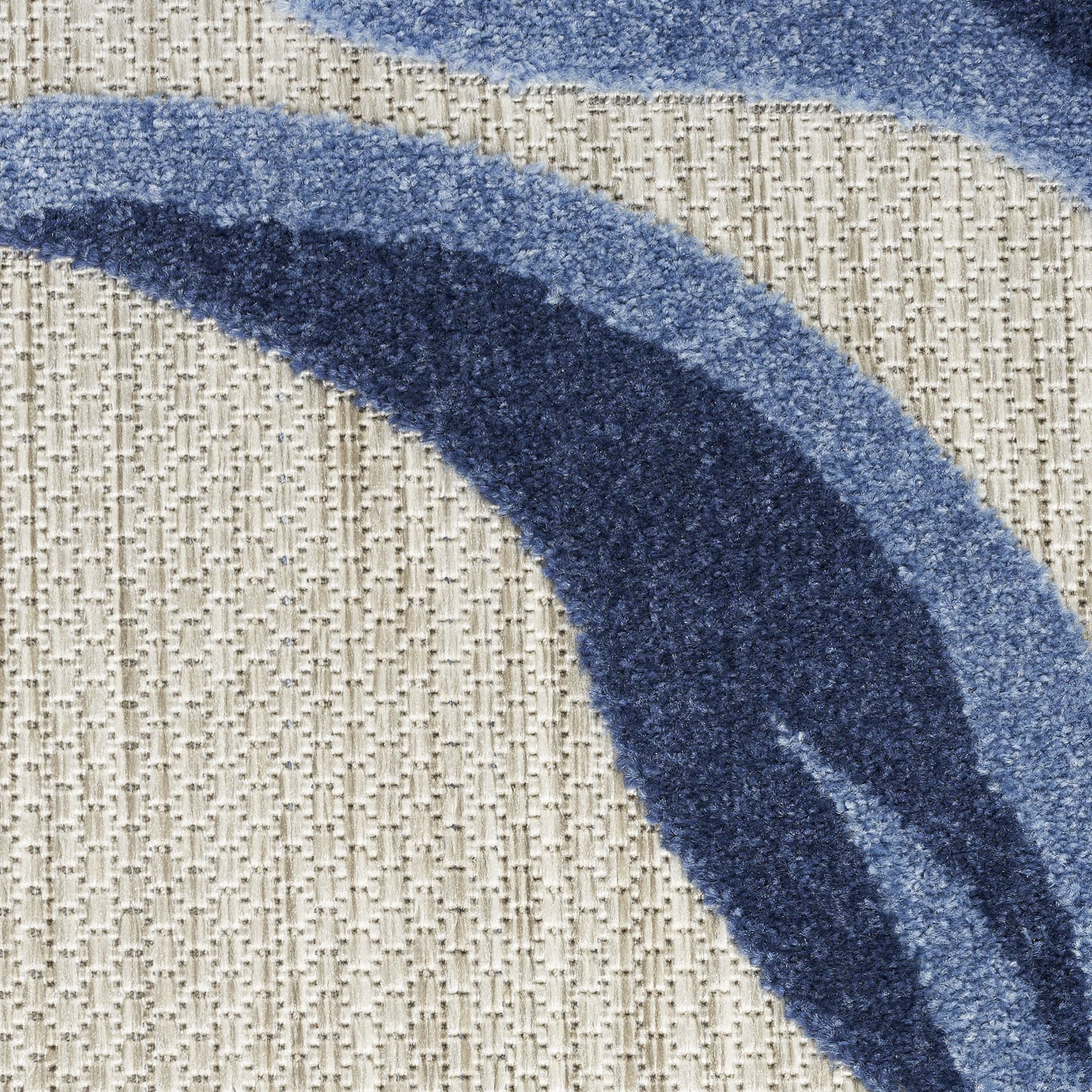Blue Grey Contemporary Indoor Outdoor Floral Area Rug