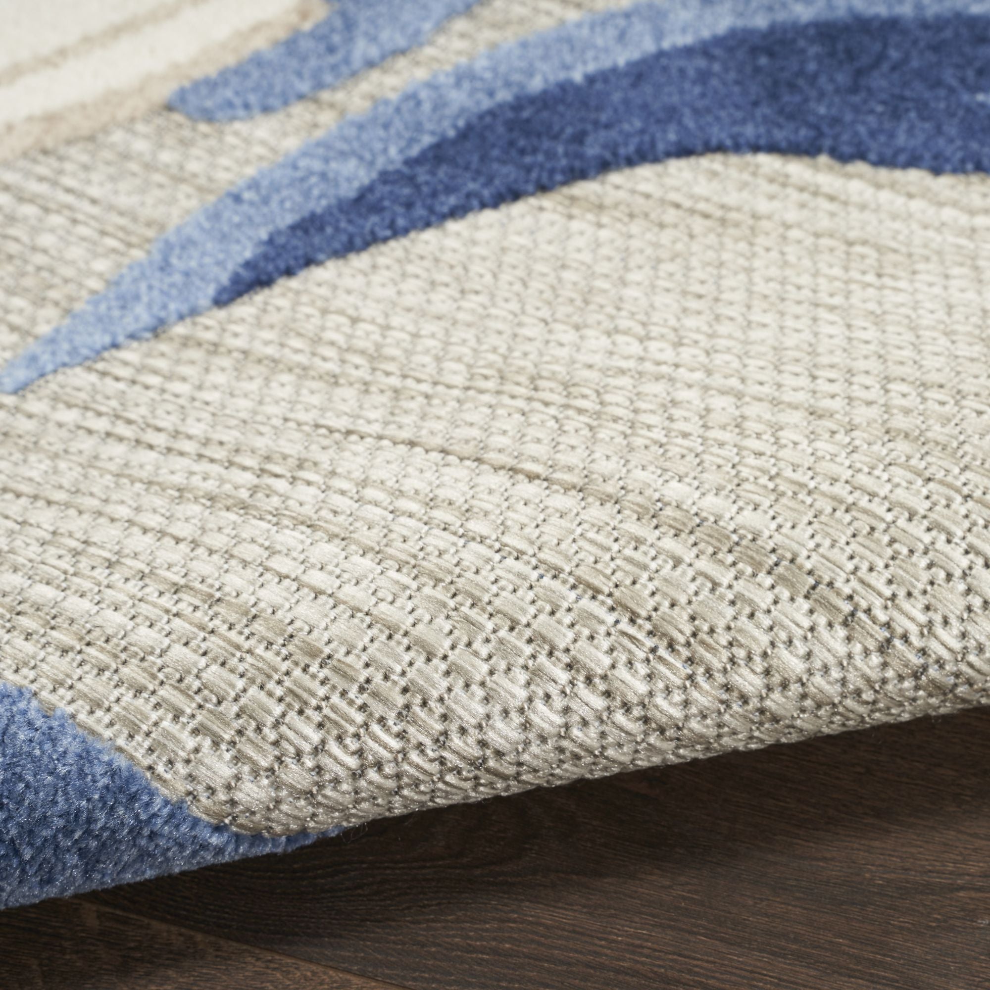 Blue Grey Contemporary Indoor Outdoor Floral Area Rug