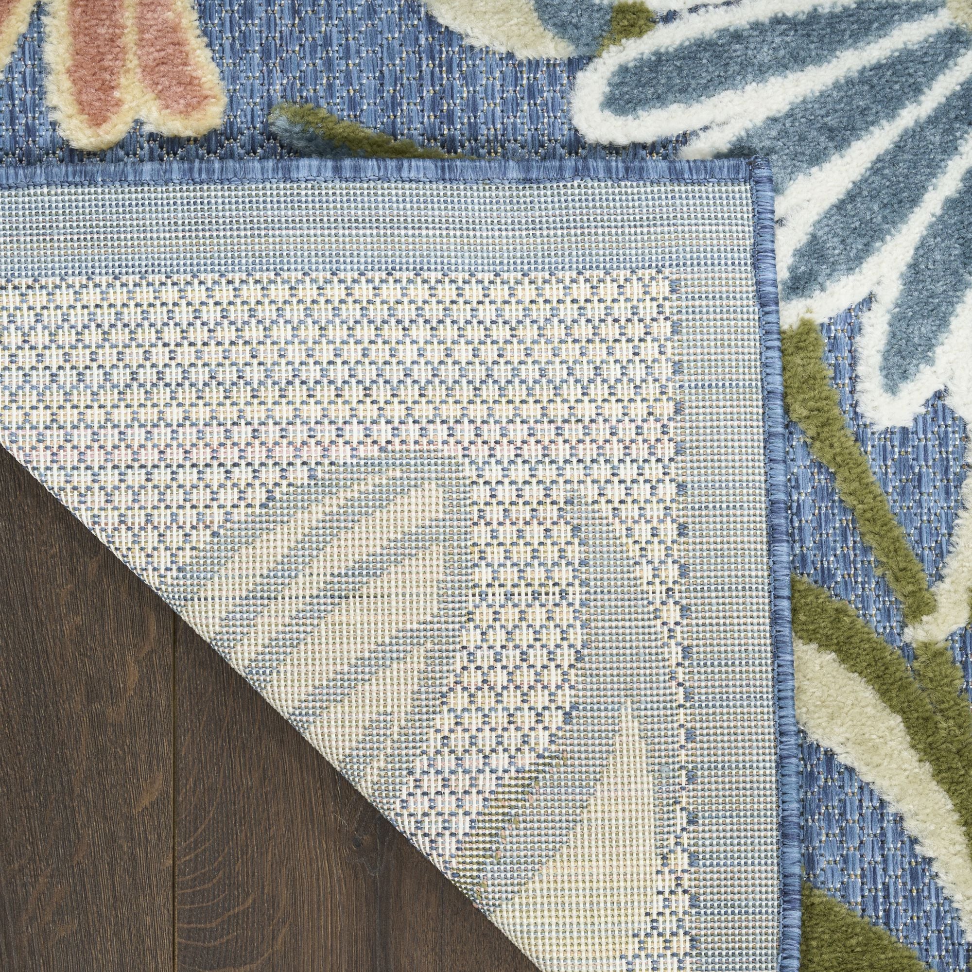 Blue Sage Contemporary Indoor Outdoor Floral Area Rug