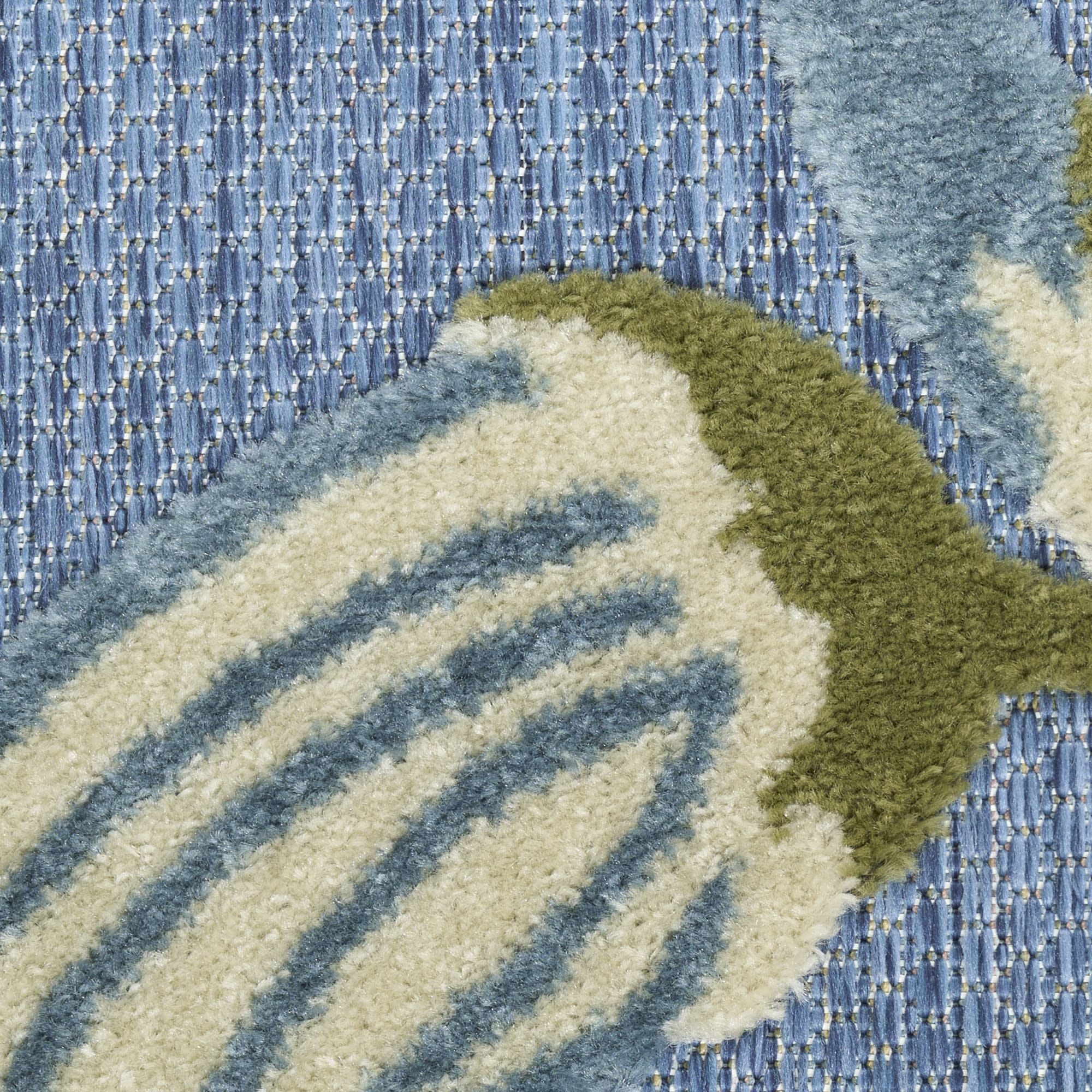 Blue Sage Contemporary Indoor Outdoor Floral Area Rug